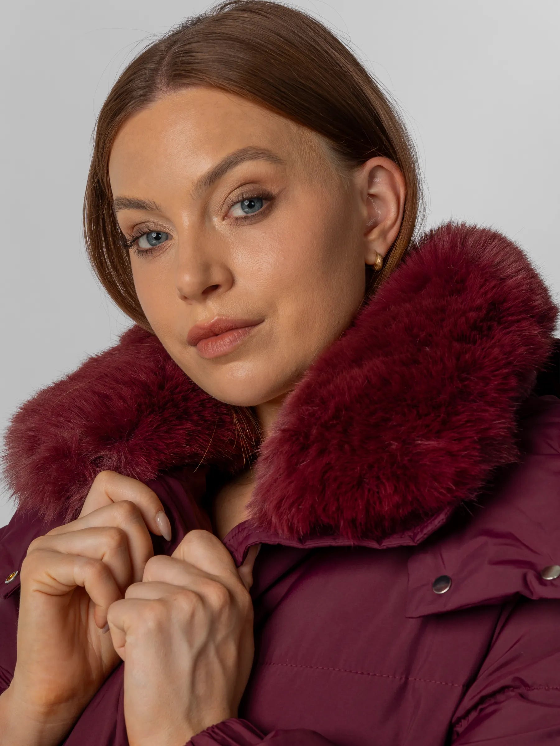 Faux Fur Collar Long Puffer Jacket - product image 3