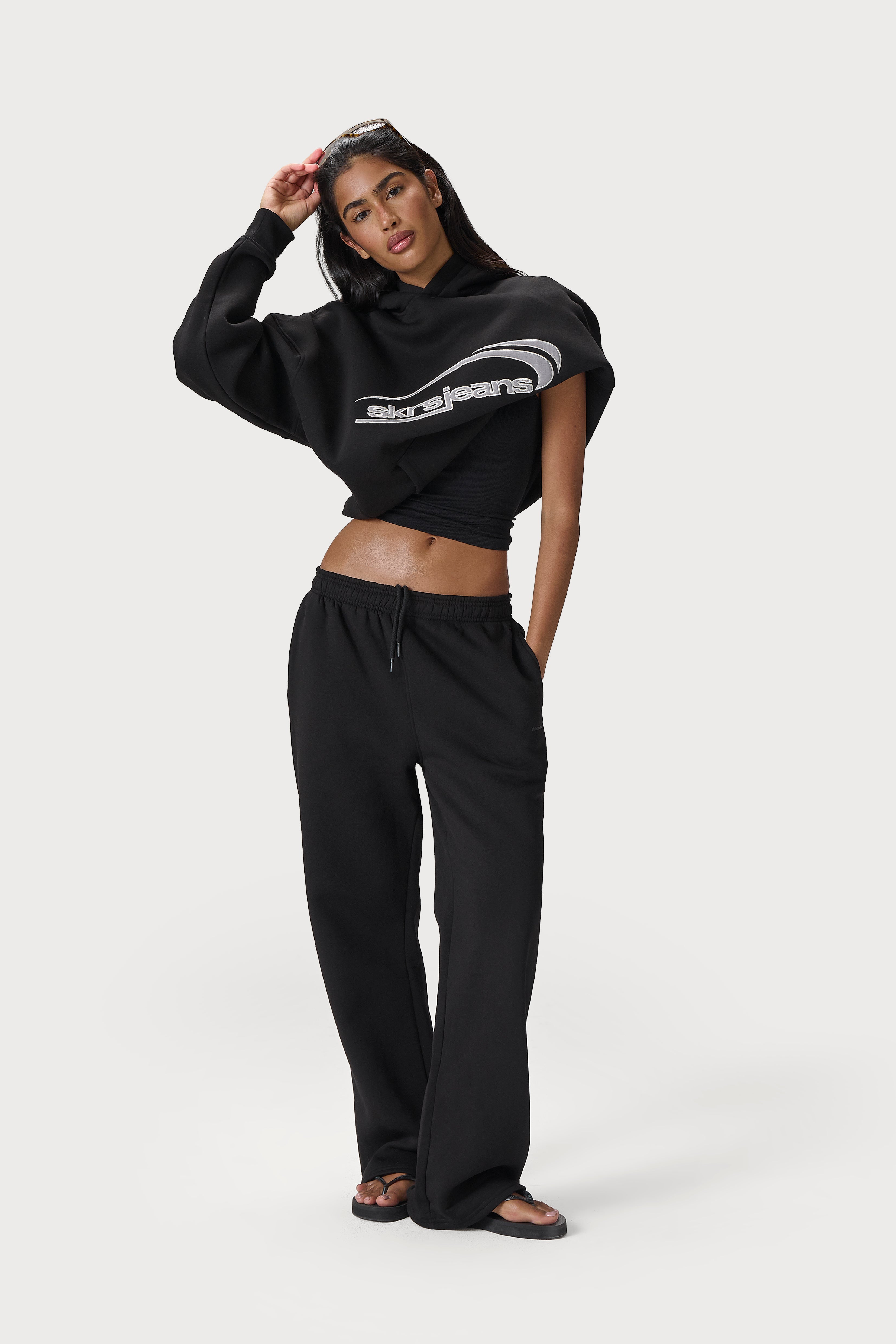 Classic Wide Leg Sweatpants in Washed Black - image 2