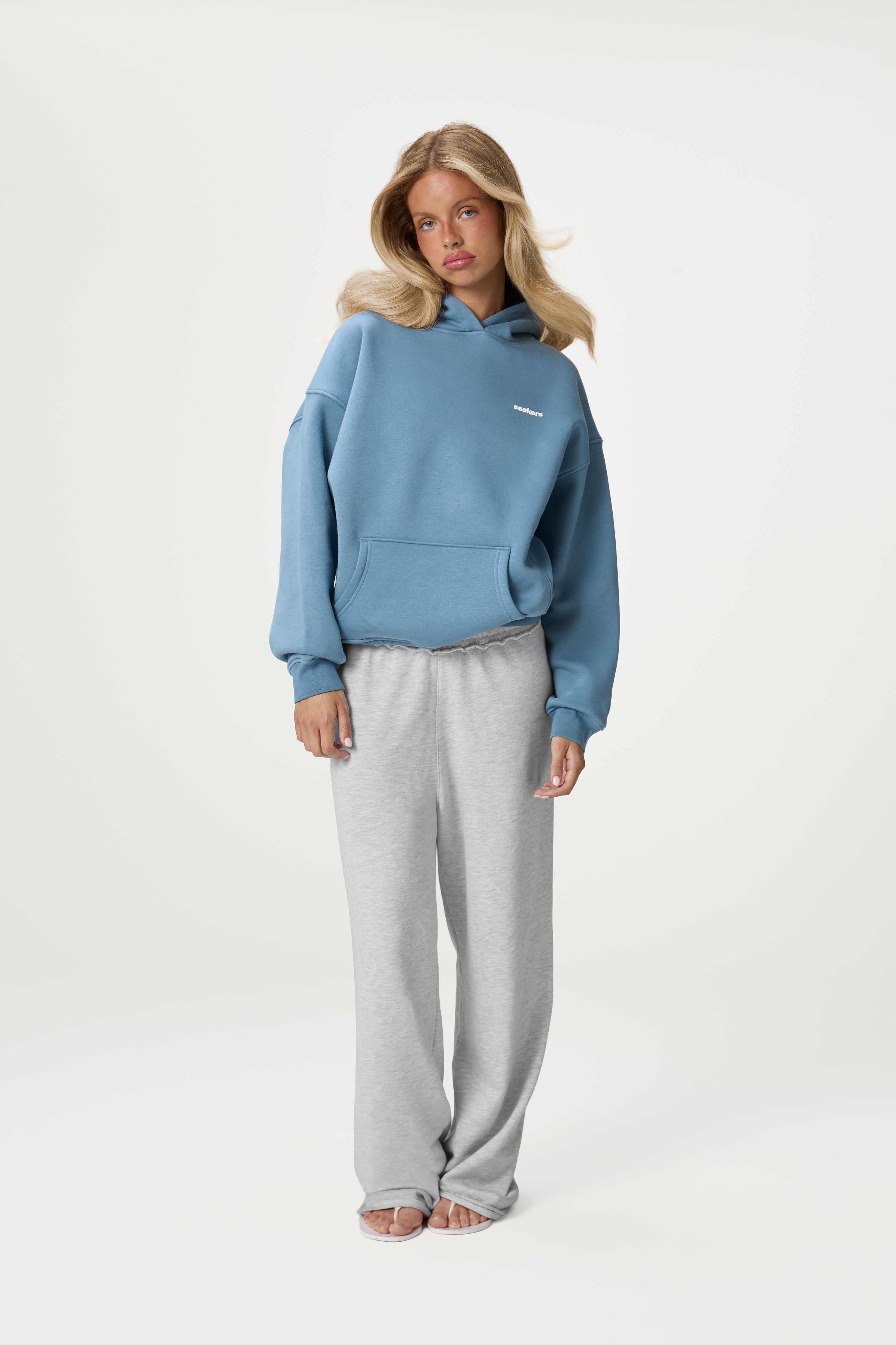 Brand Hoodie in Mid Blue