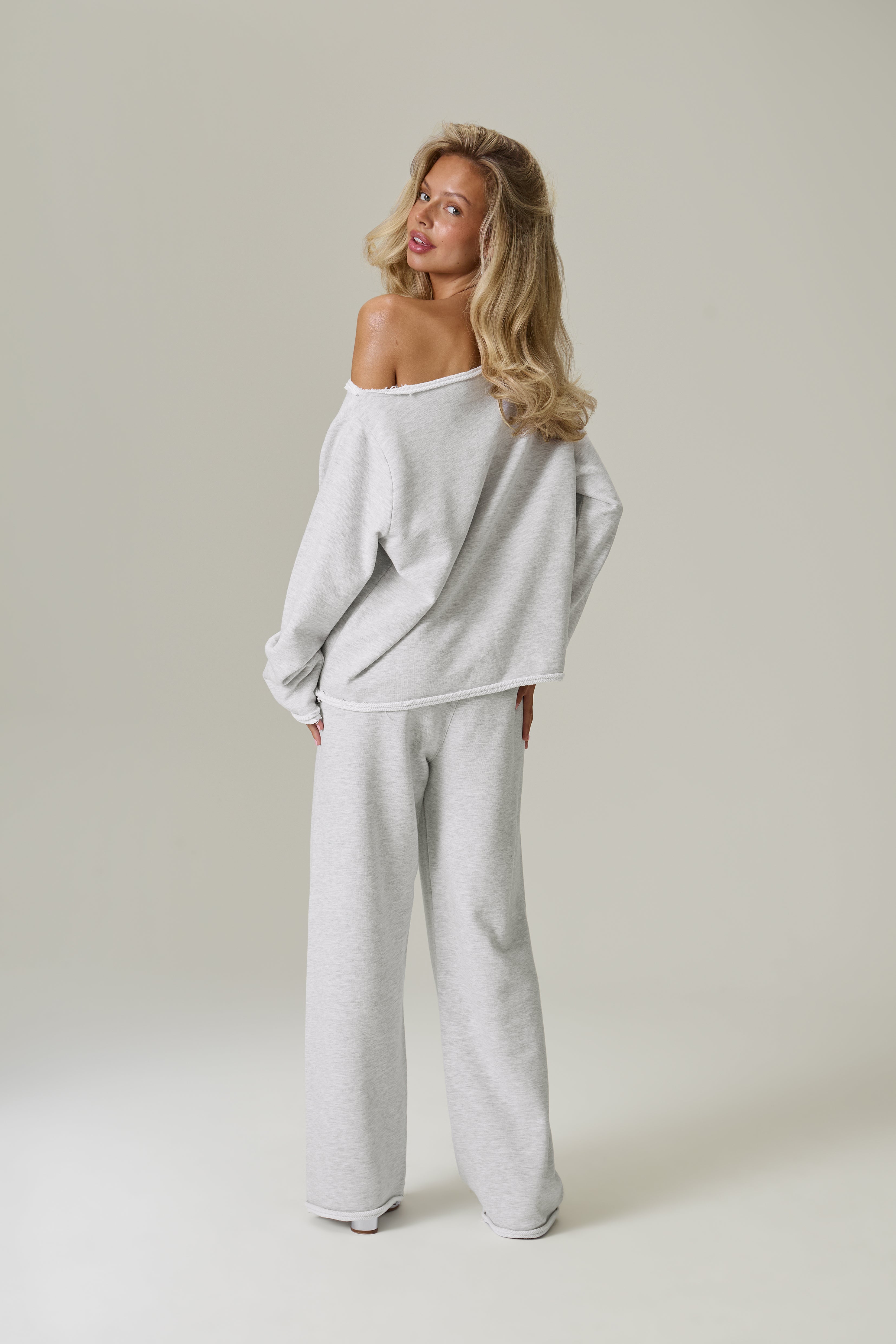 Slouch Wide Leg Sweatpants in Grey Marl - image 5
