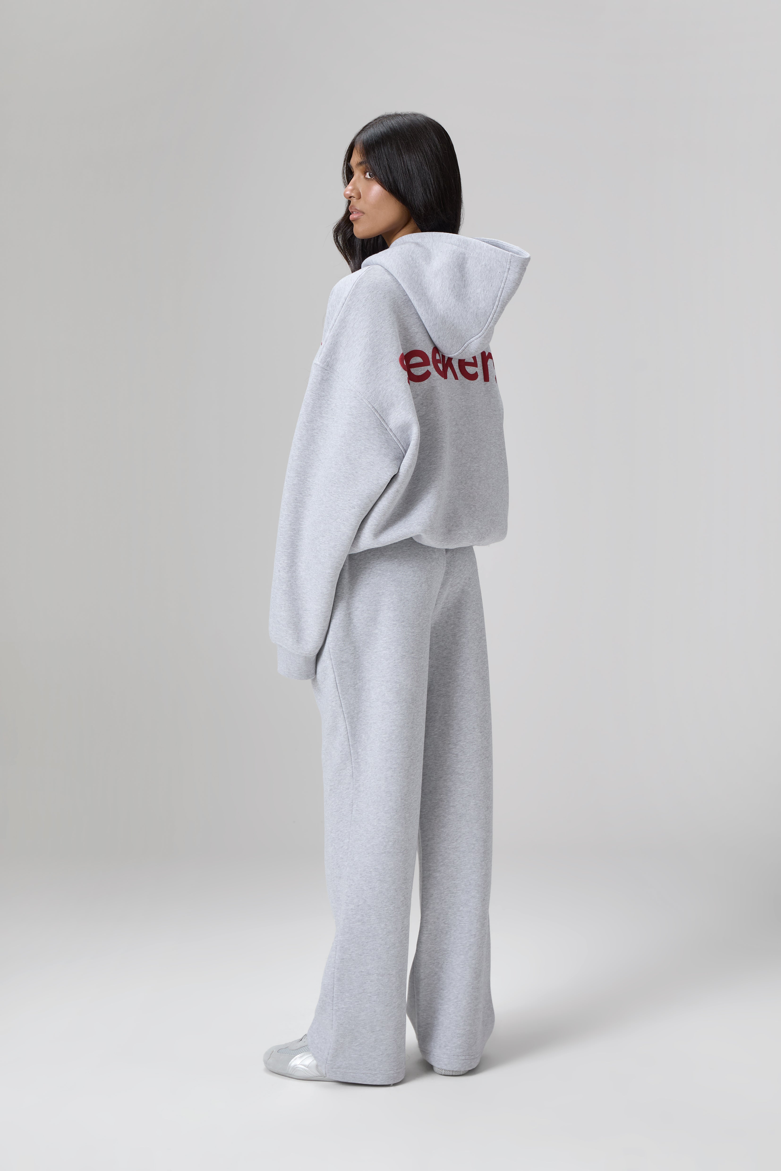 Classic Wide Leg Sweatpants in Grey Melange