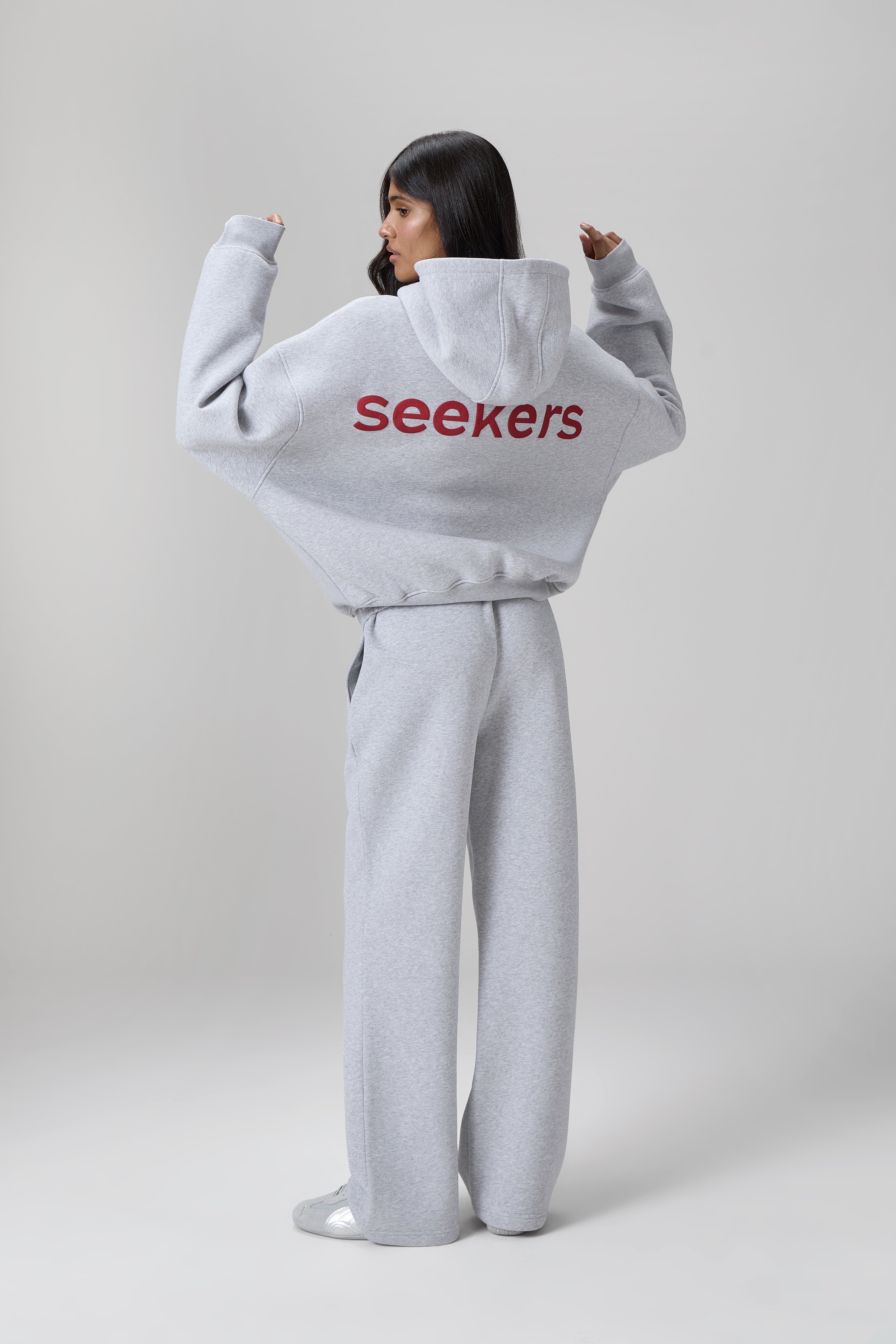 Brand Hoodie in Grey Melange