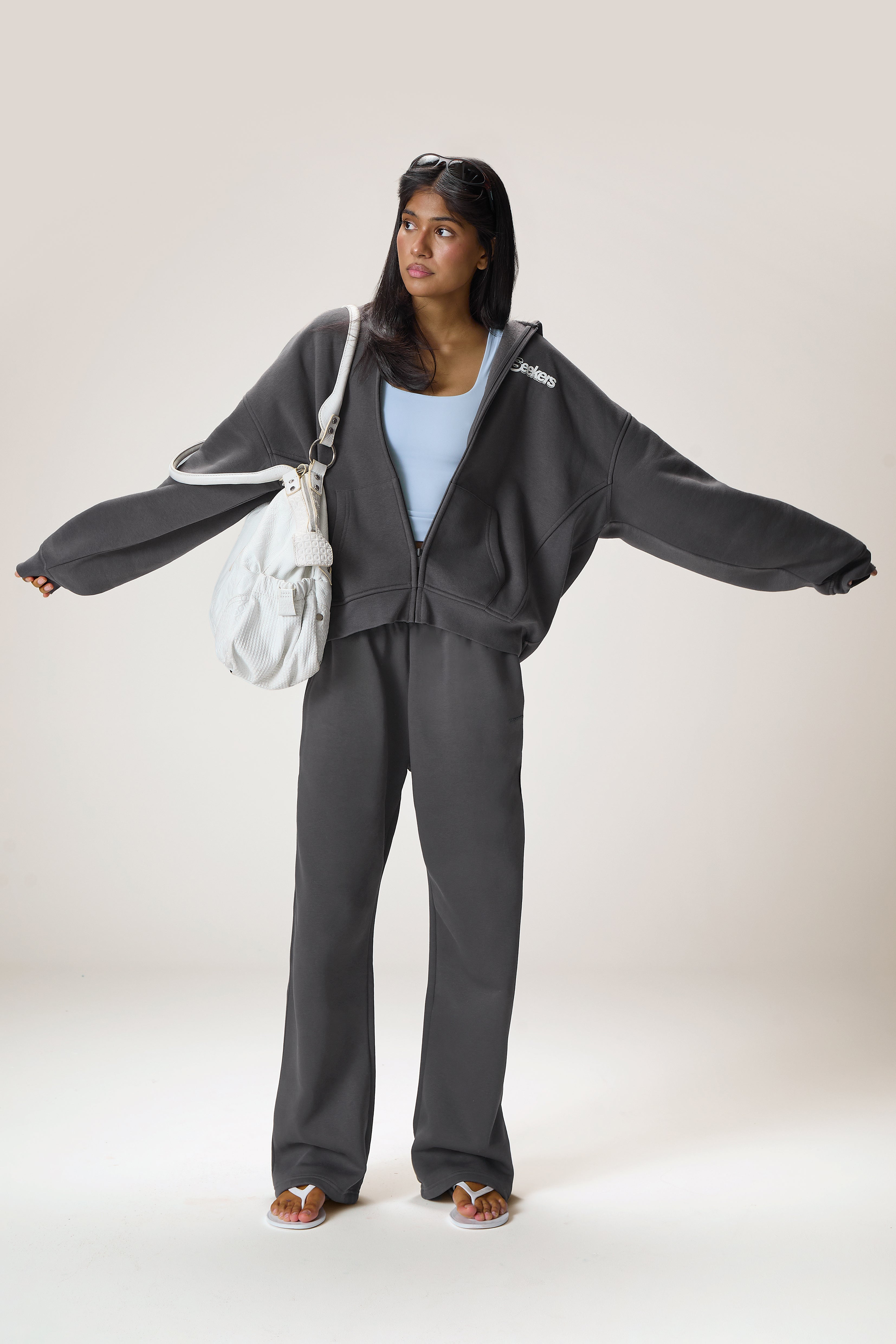 Sports Wide Leg Sweatpants in Charcoal - image 4