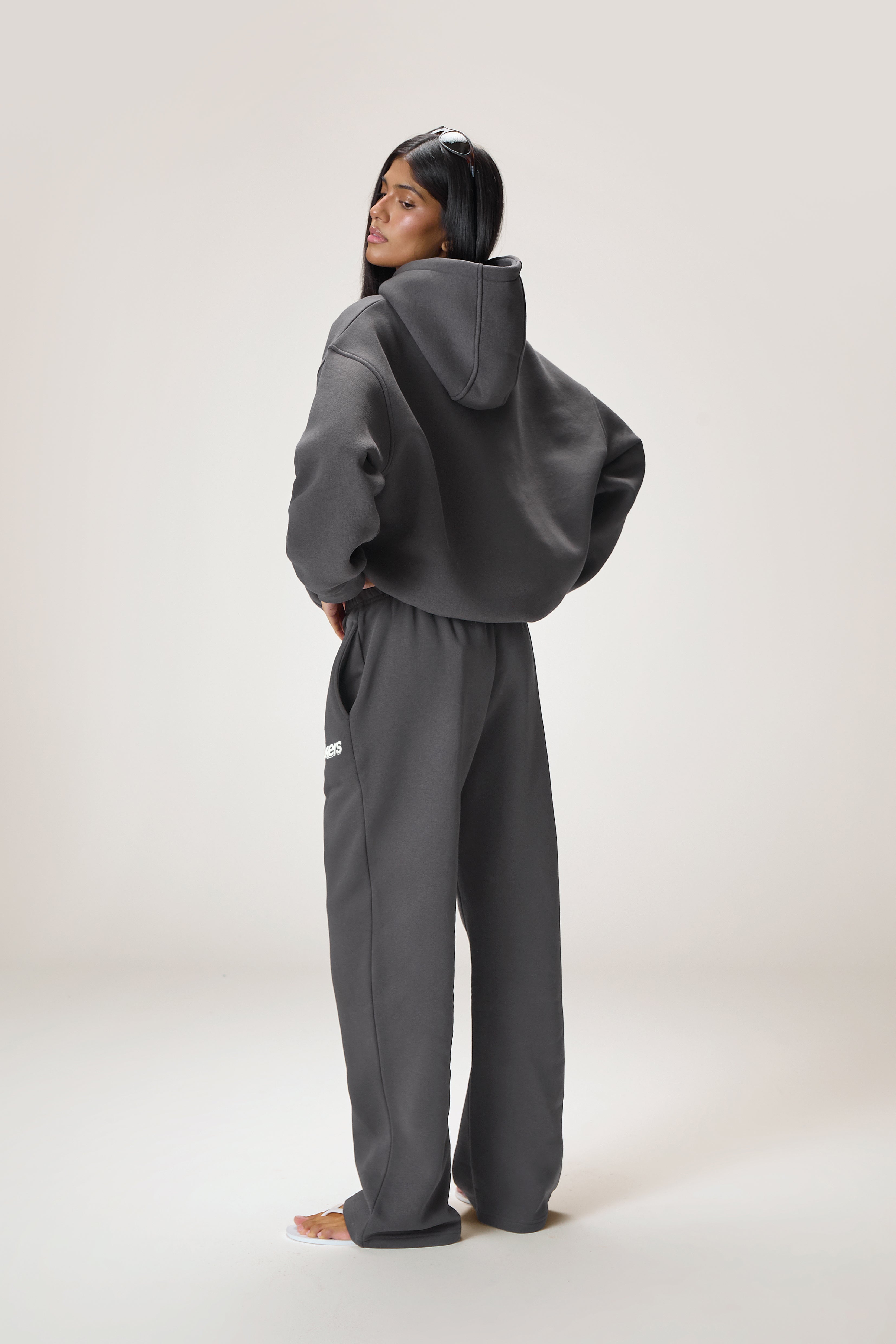 Sports Wide Leg Sweatpants in Charcoal