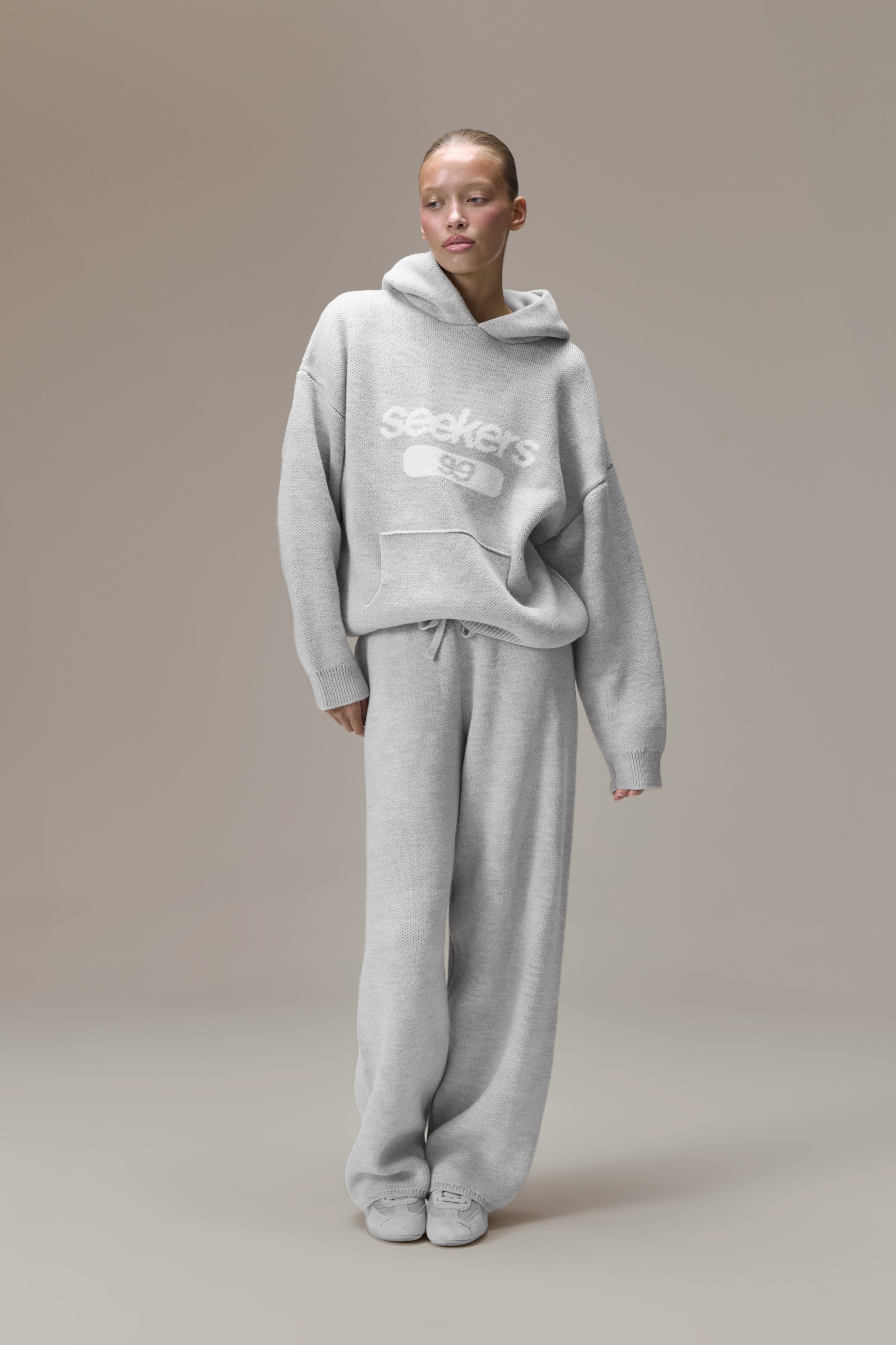 99 Knit Hoodie in Soft Grey - image 8