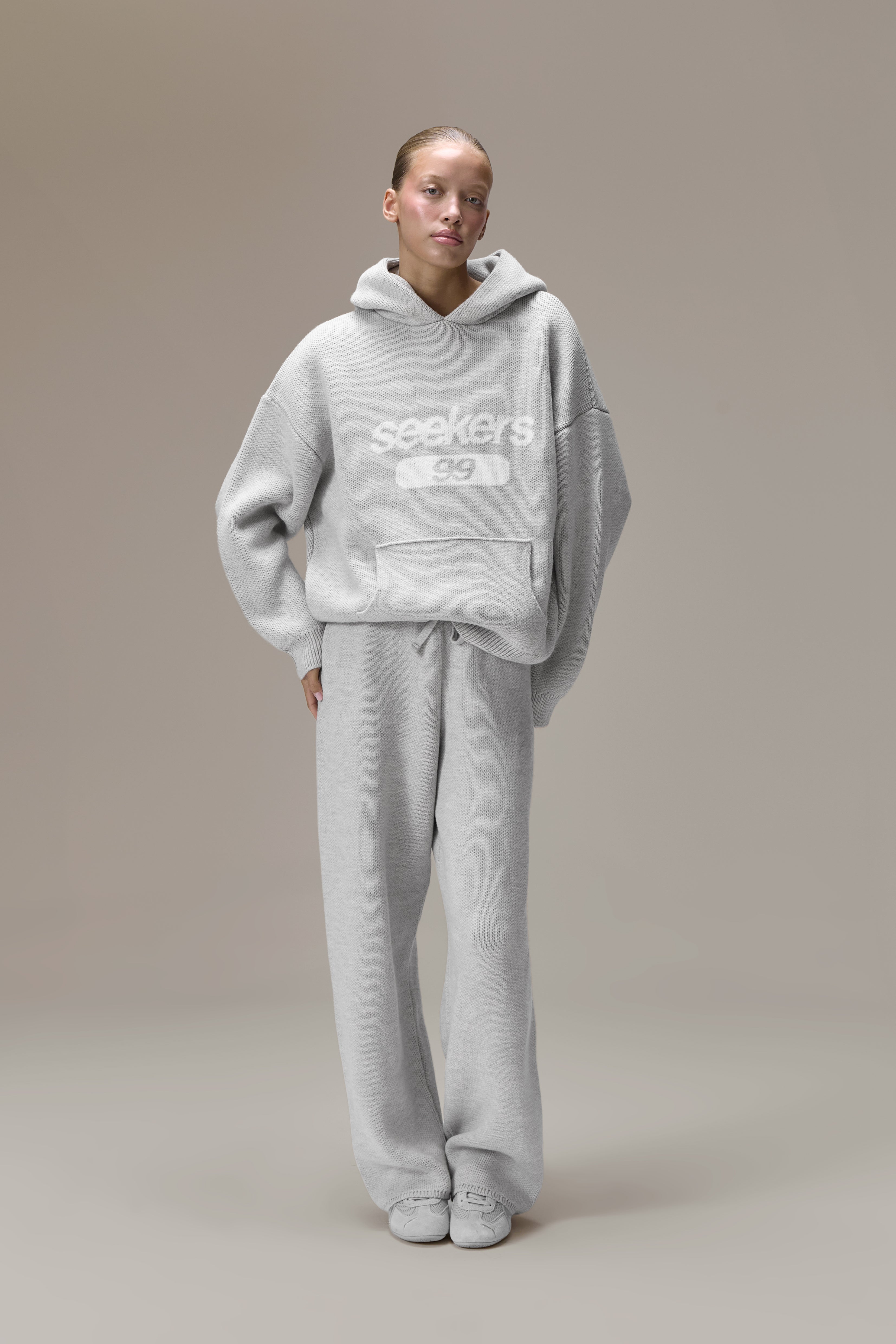 99 Knit Hoodie in Soft Grey - image 2