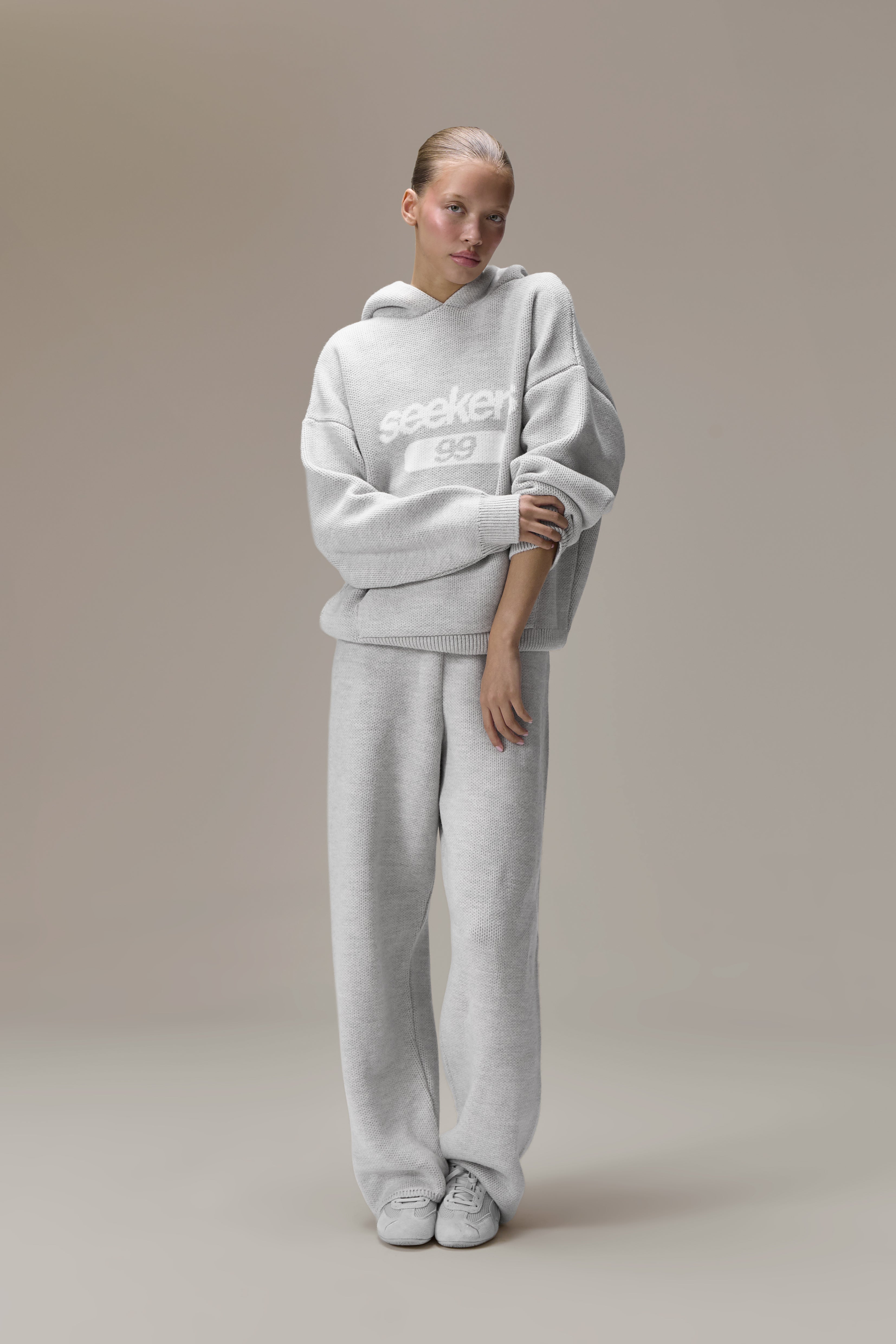 99 Knit Hoodie in Soft Grey - image 6