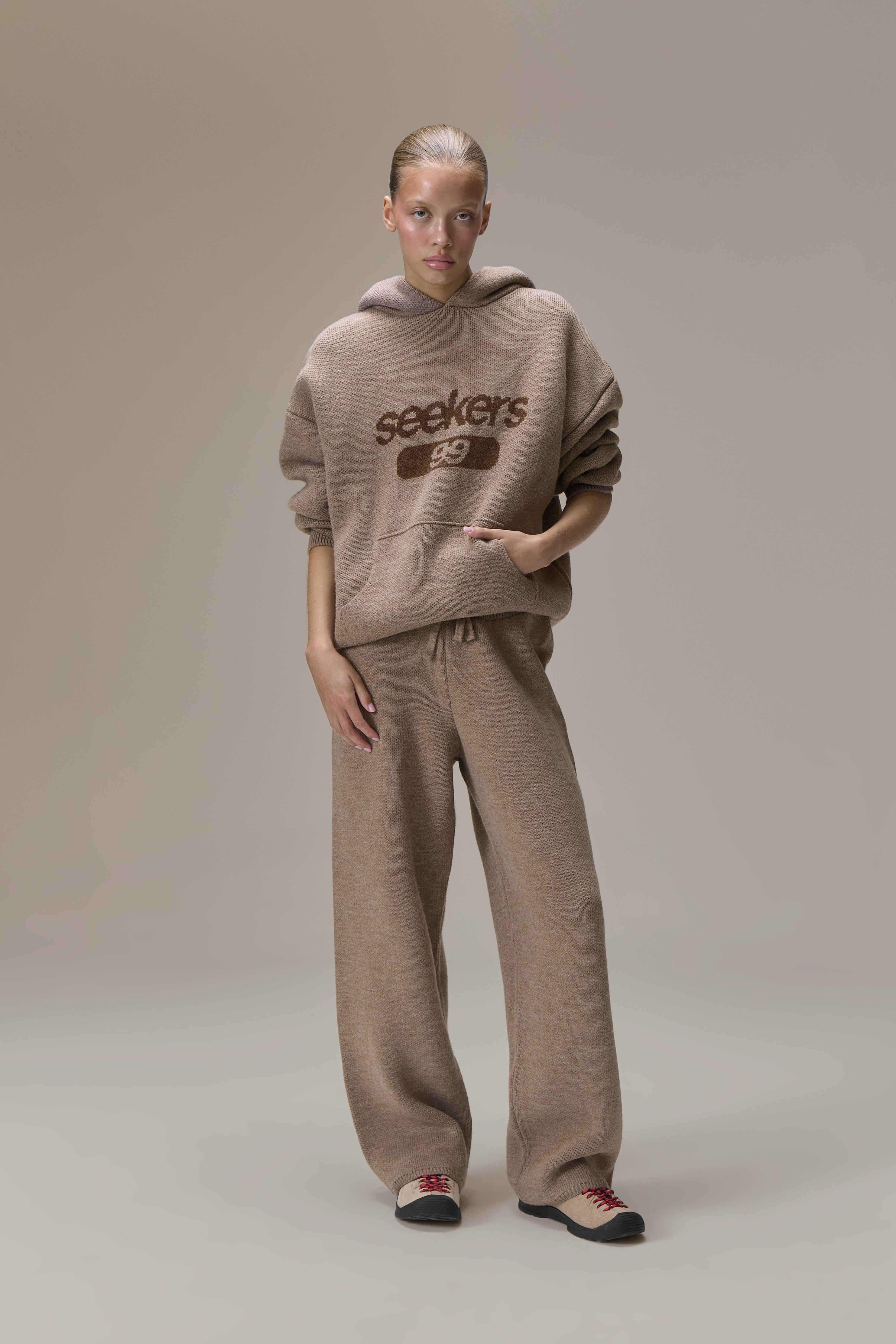 99 Knit Hoodie in Soft Brown - image 6