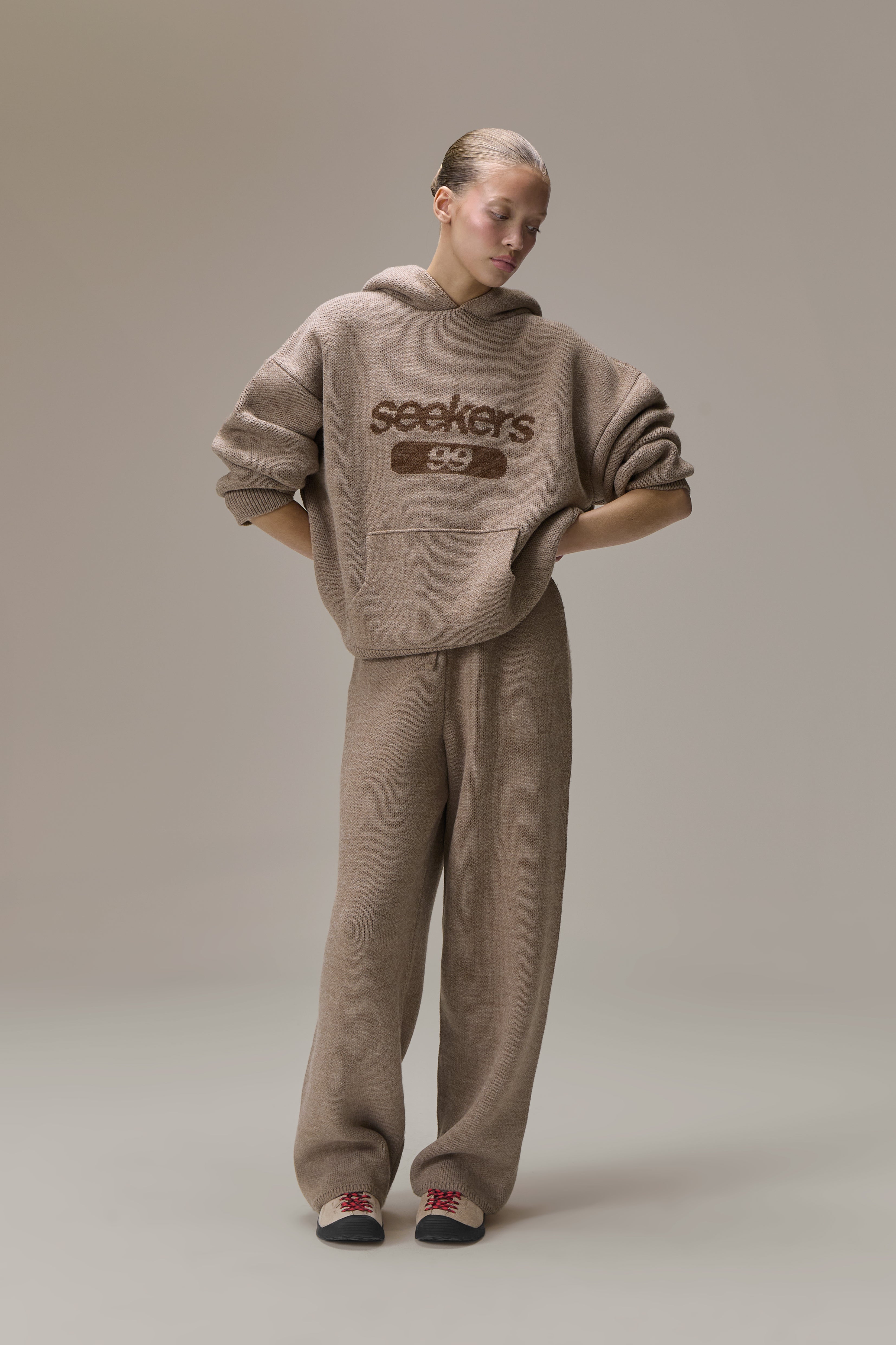 99 Knit Hoodie in Soft Brown - image 5