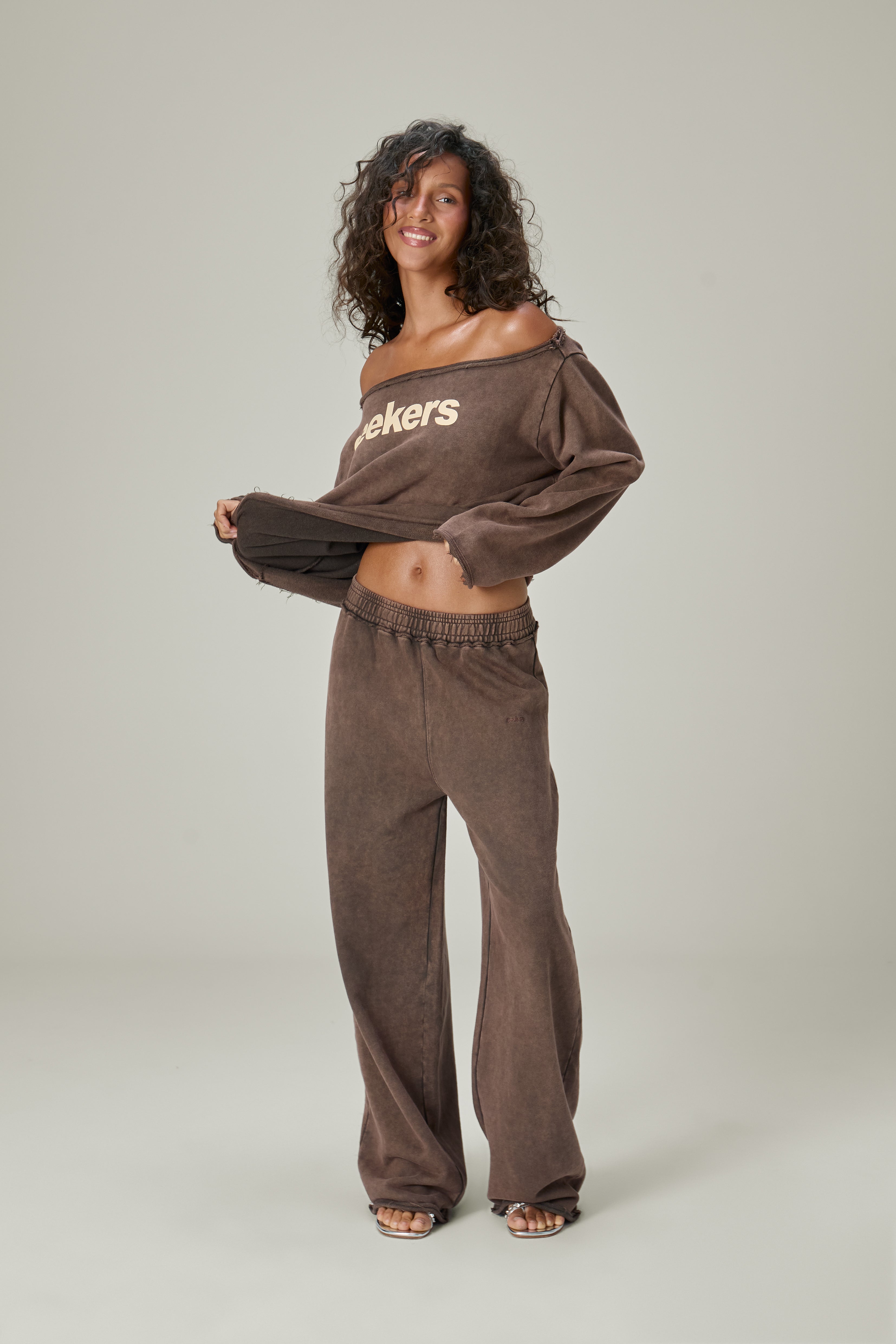 Slouch Wide Leg Sweatpants in Brown - image 6