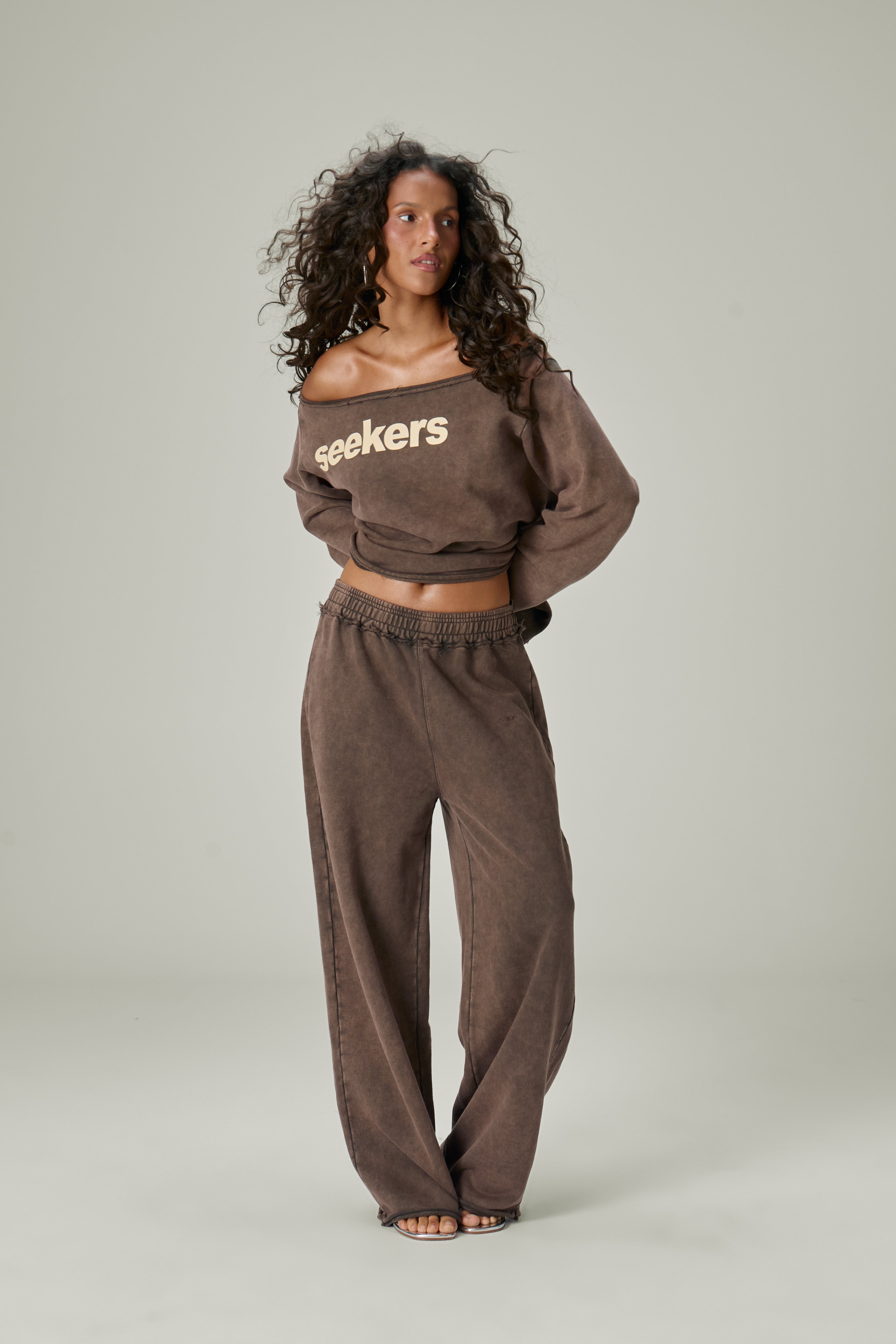 Slouch Wide Leg Sweatpants in Brown - image 7