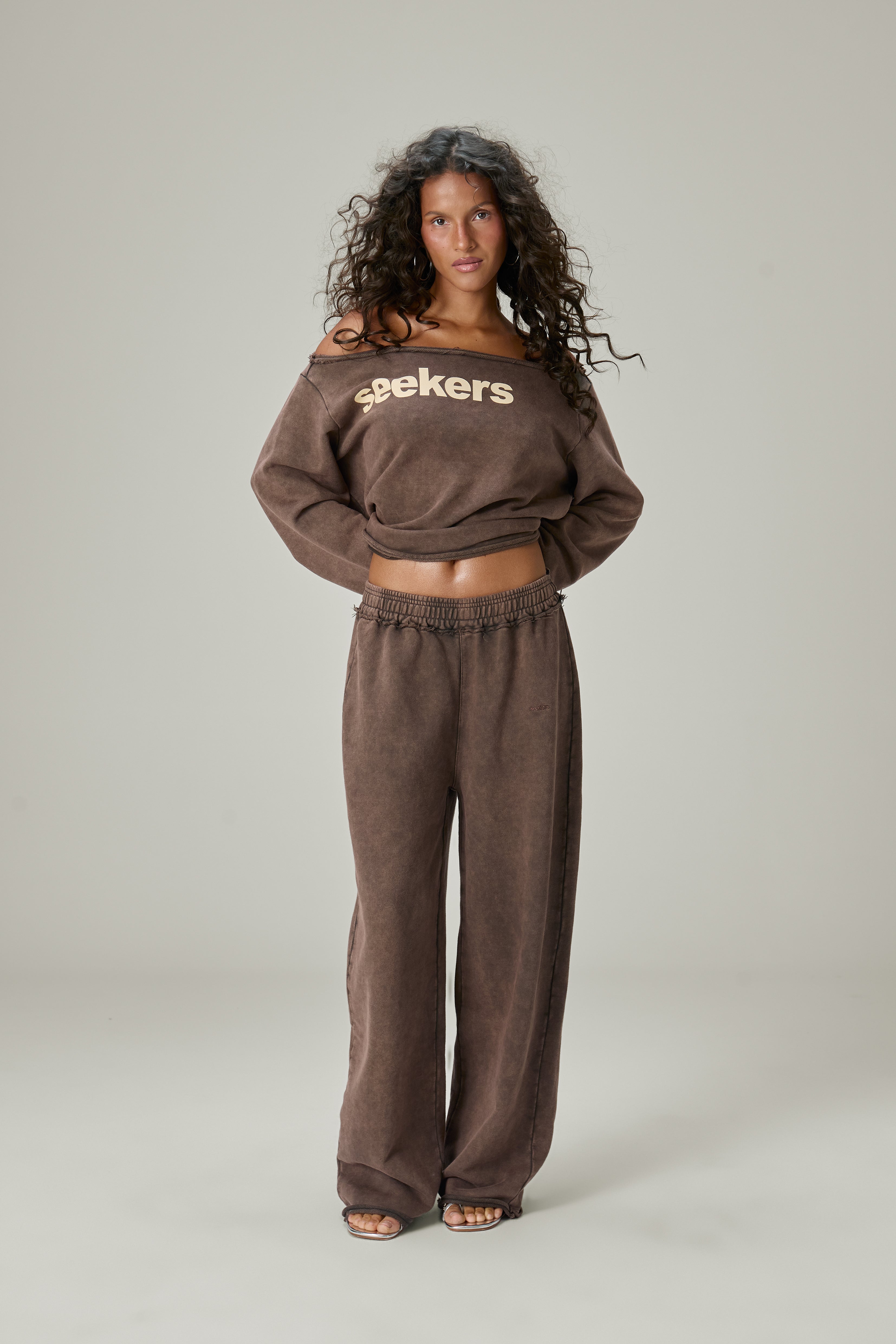 Slouch Wide Leg Sweatpants in Brown - image 2