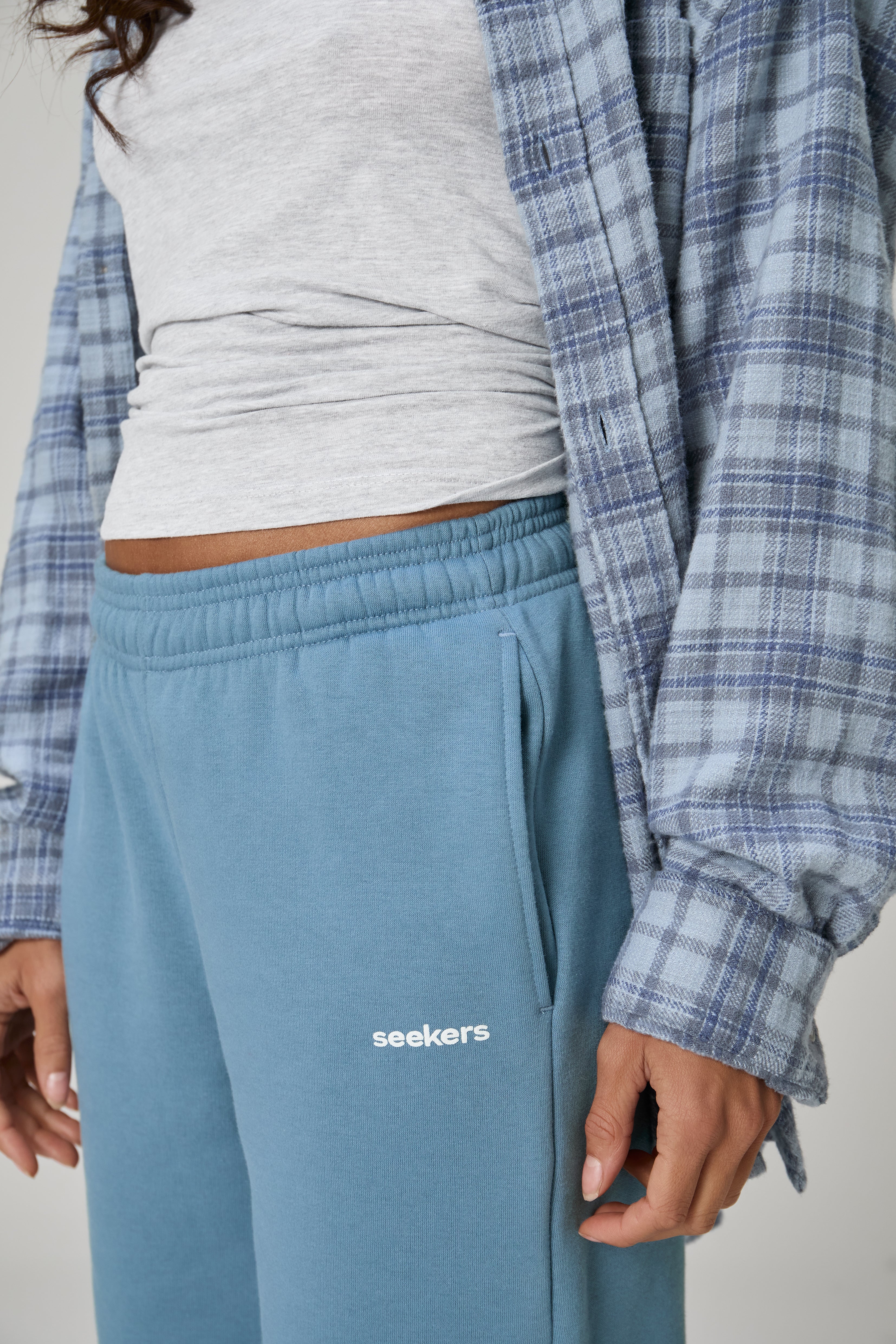 Classic Wide Leg Sweatpants in Mid Blue - image 2
