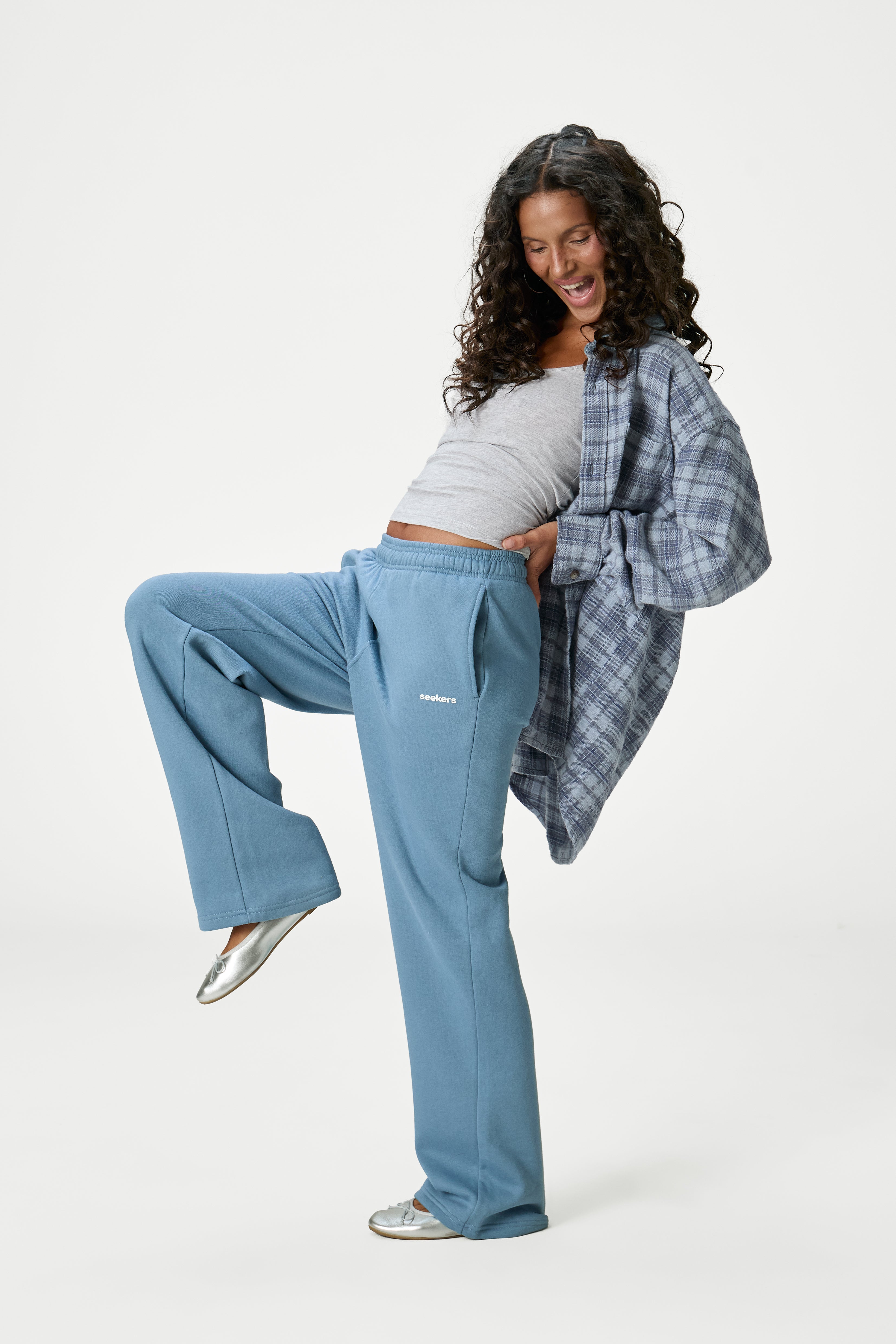 Classic Wide Leg Sweatpants in Mid Blue - image 3