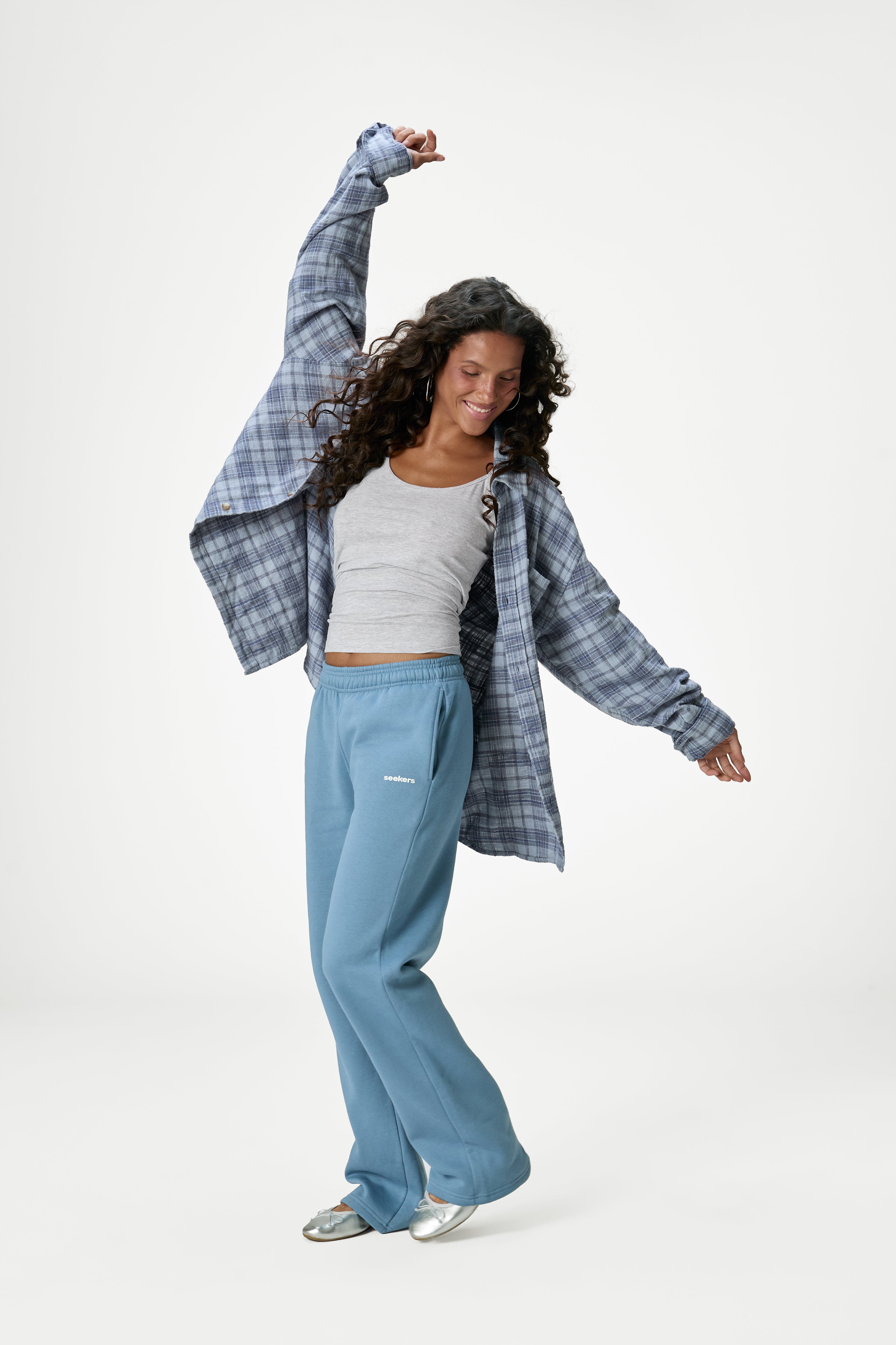 Classic Wide Leg Sweatpants in Mid Blue - image 4