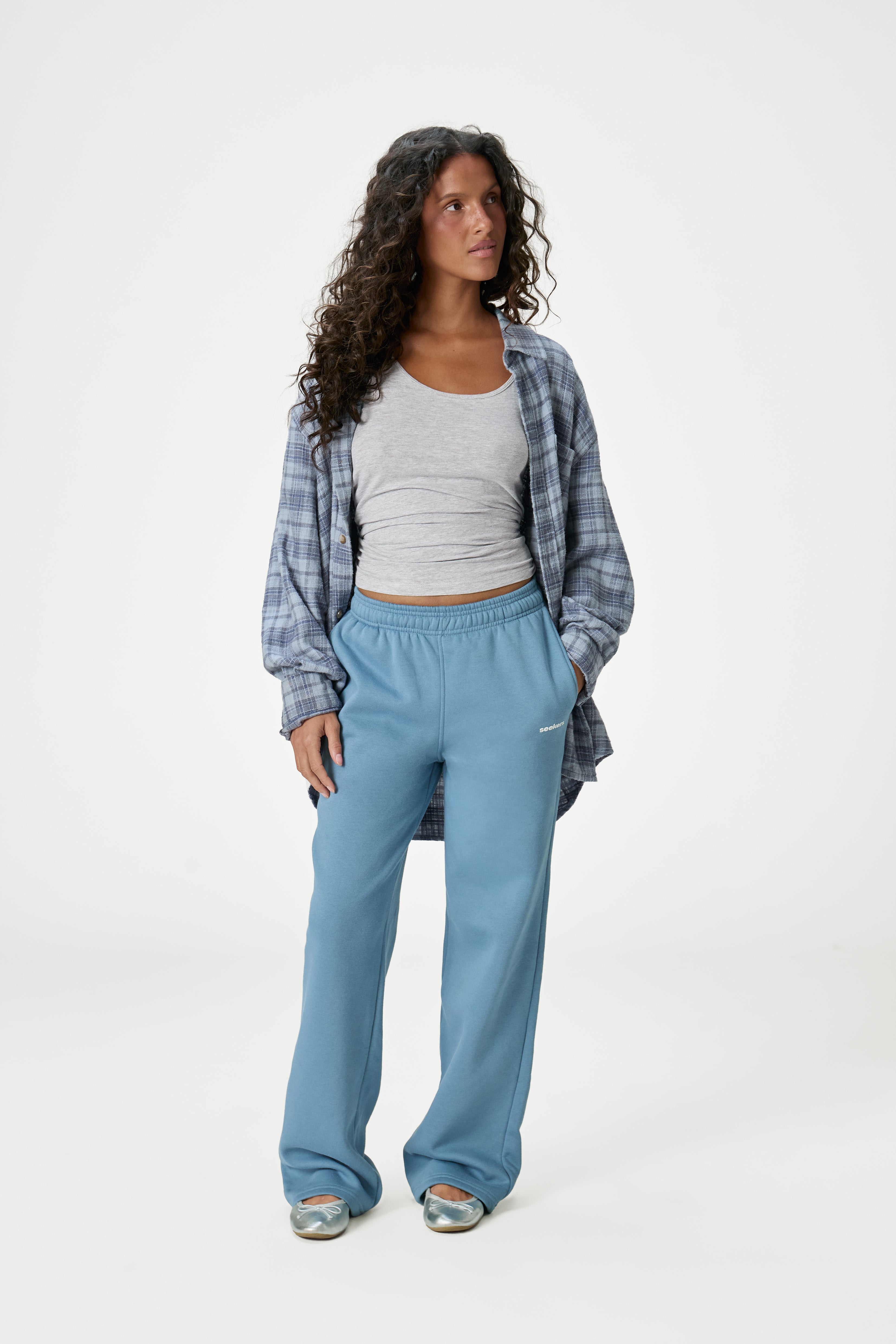 Classic Wide Leg Sweatpants in Mid Blue - image 6