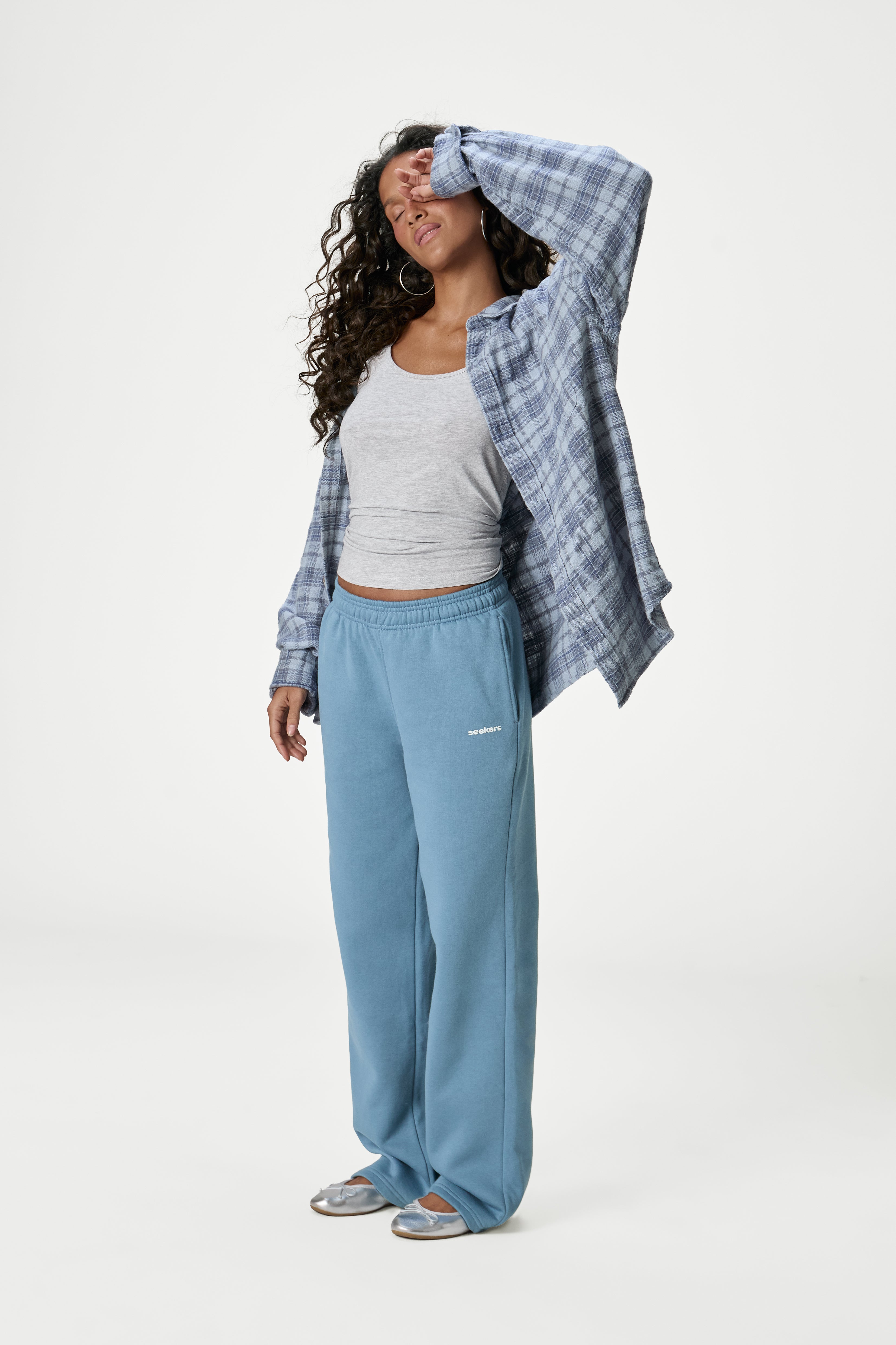 Classic Wide Leg Sweatpants in Mid Blue - image 7