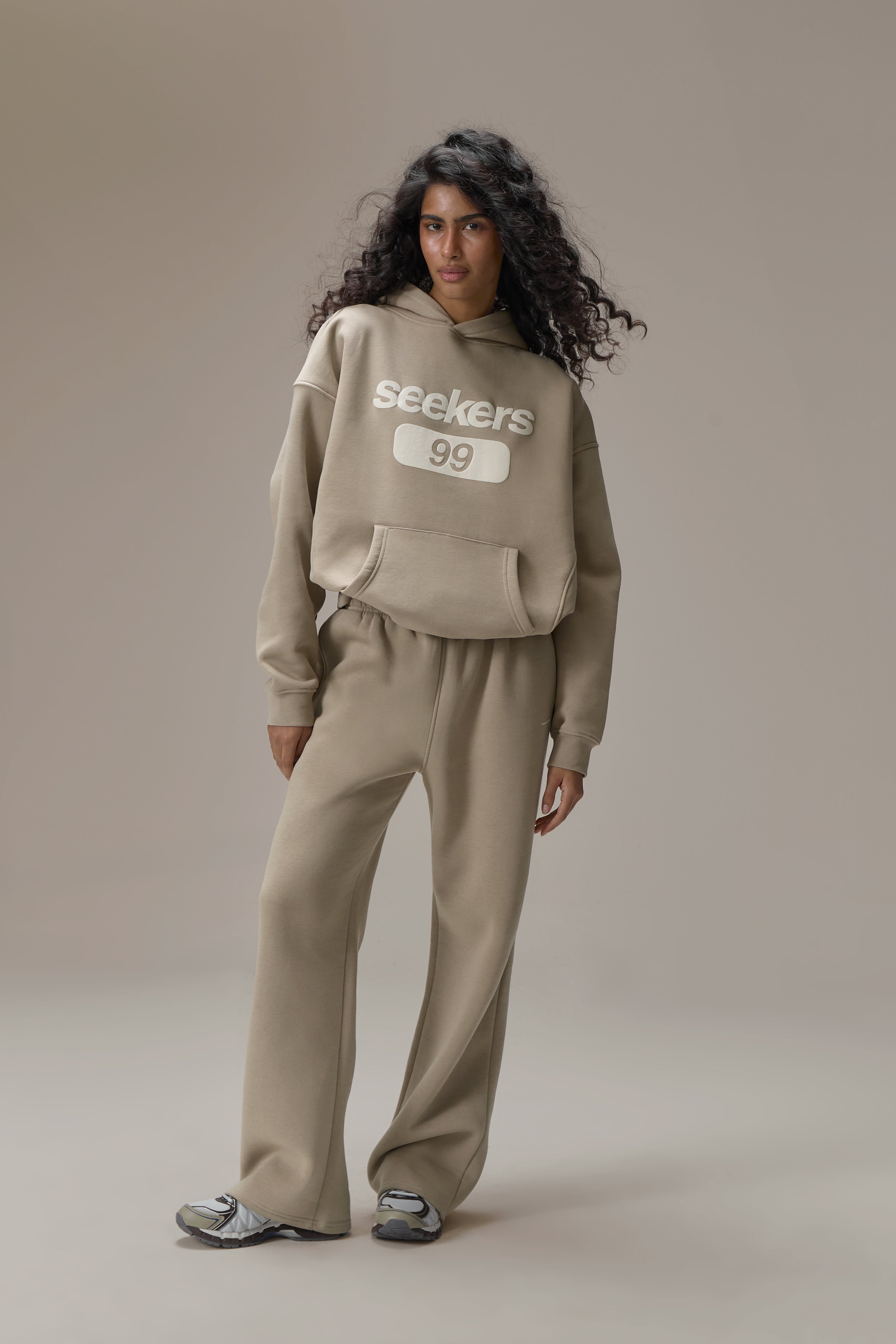 Classic Wide Leg Sweatpants in Beige - image 3