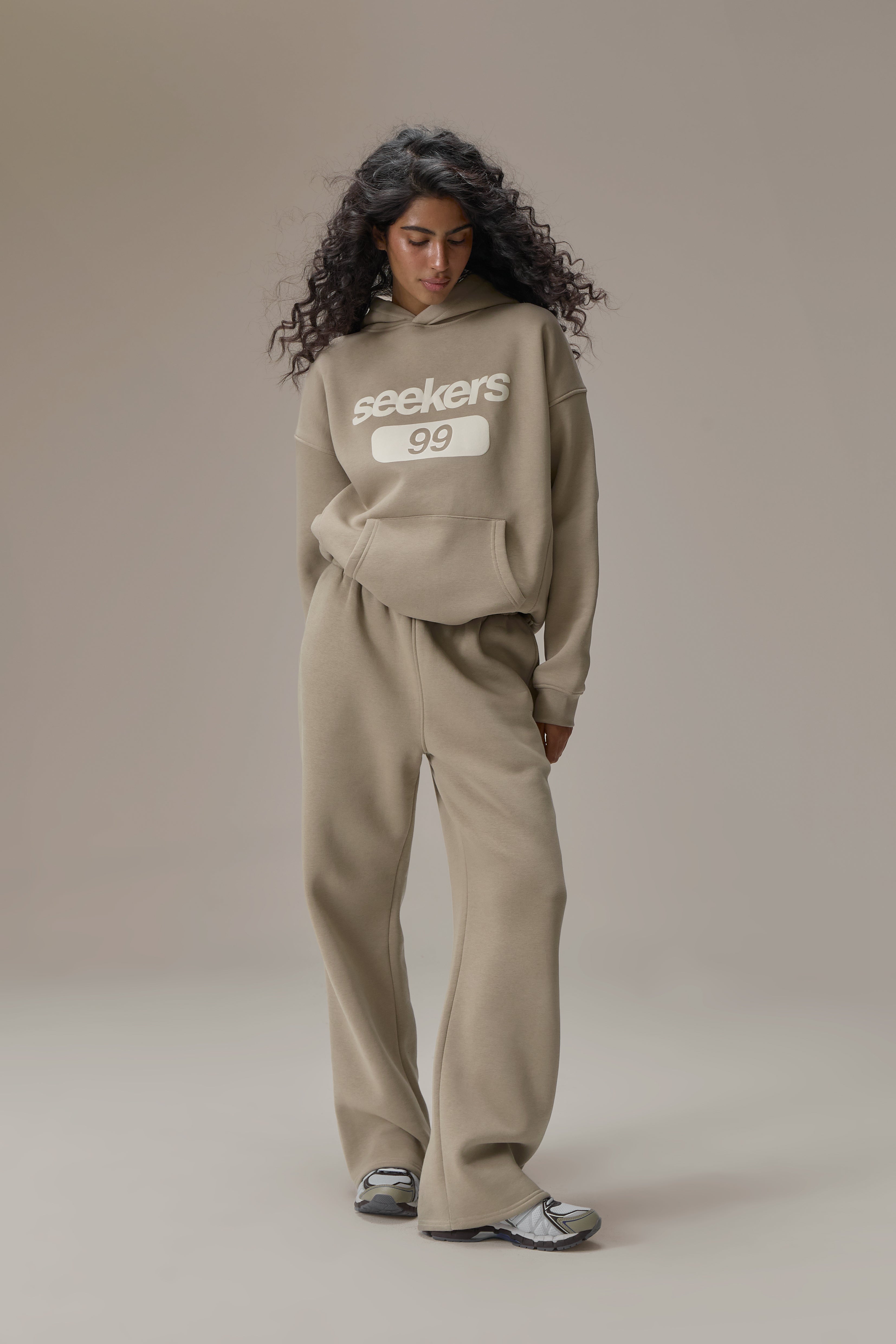 Classic Wide Leg Sweatpants in Beige - image 2