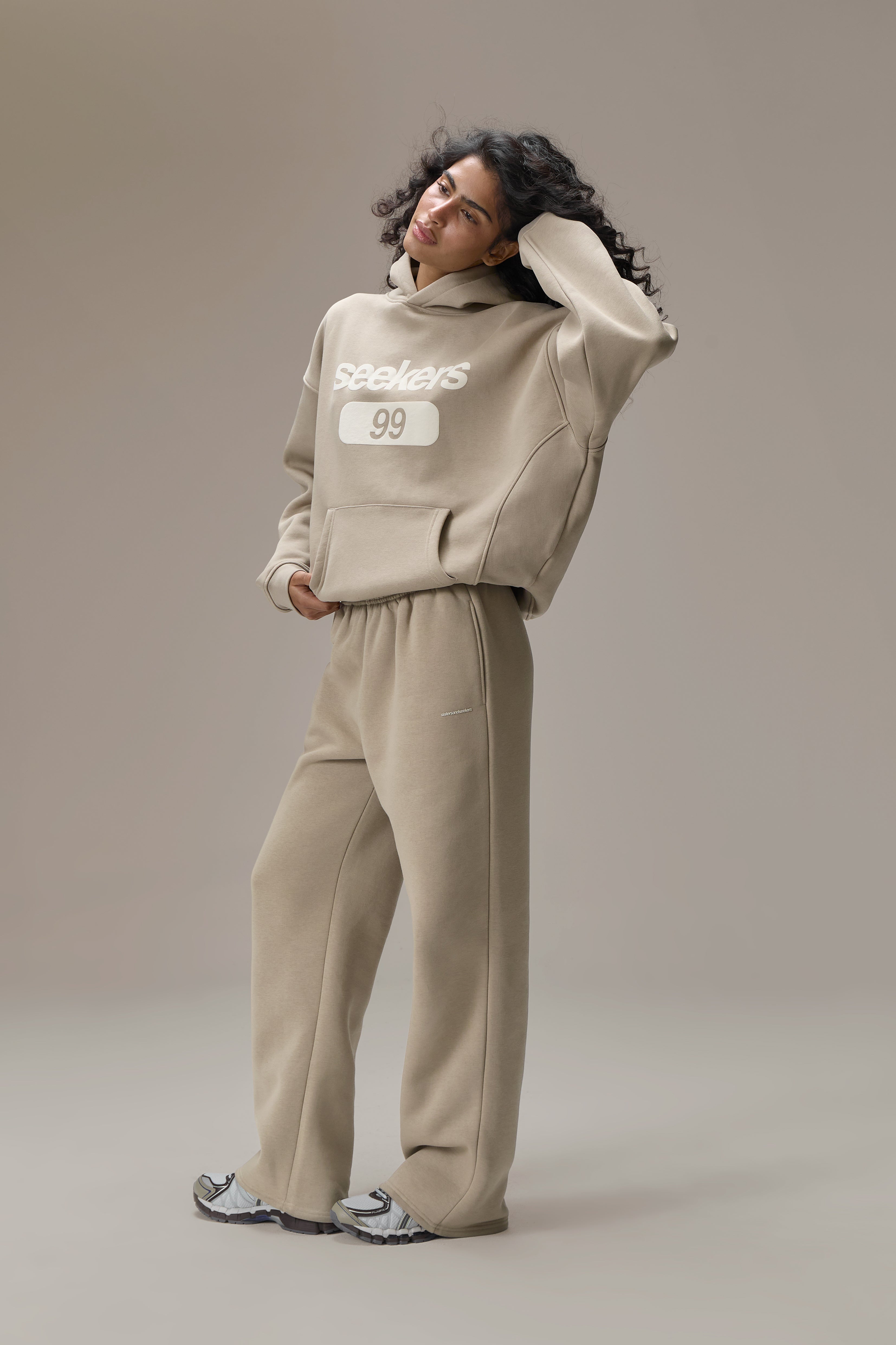 Classic Wide Leg Sweatpants in Beige - image 4