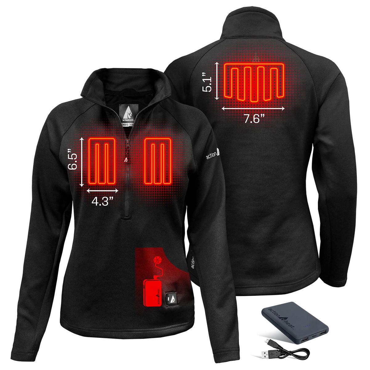 Heatrea 5V Women's 1/2 Zip Pullover Battery Heated Shirt