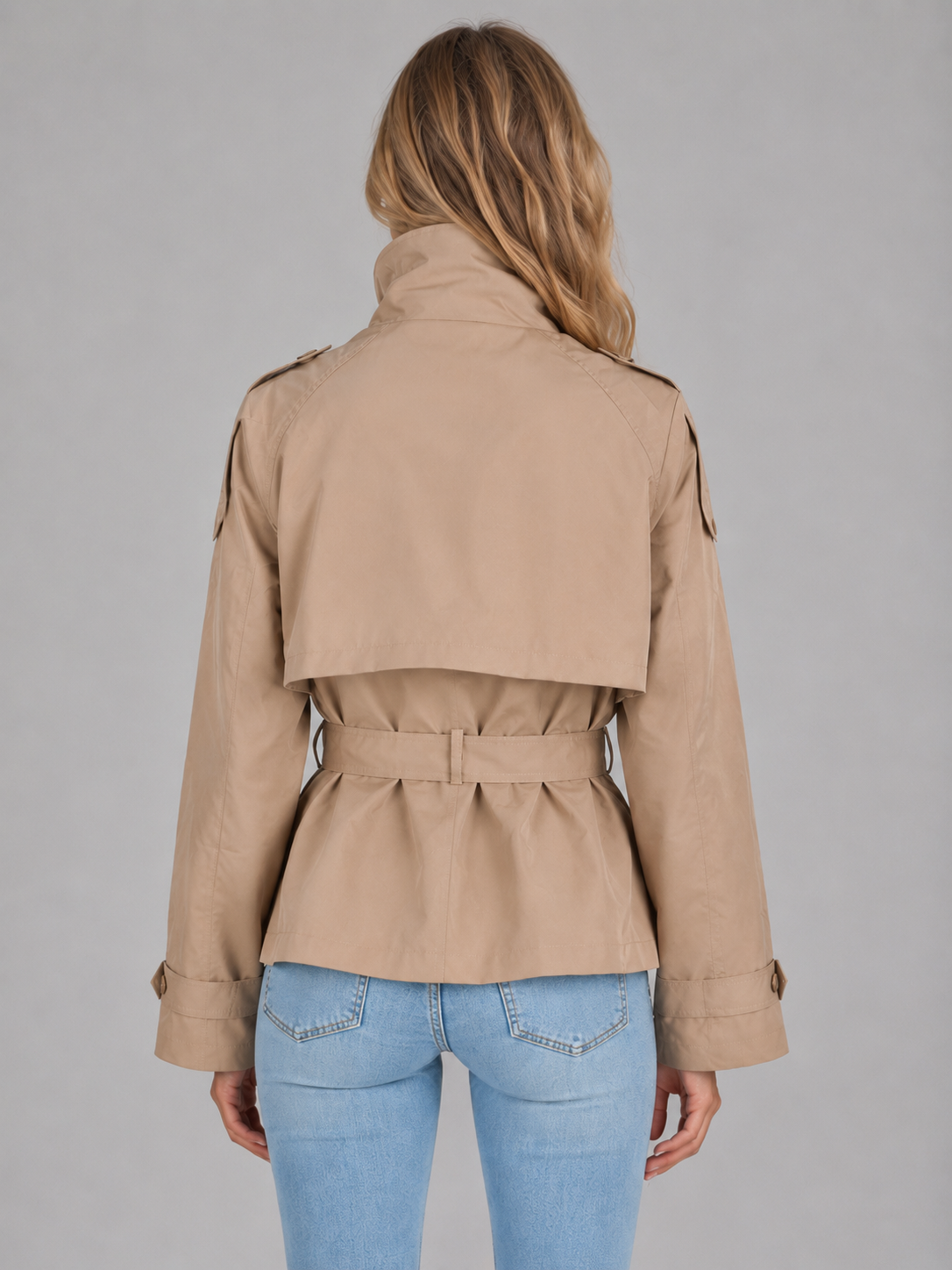 Women's Cropped Trench Jacket - Beige - product image 2