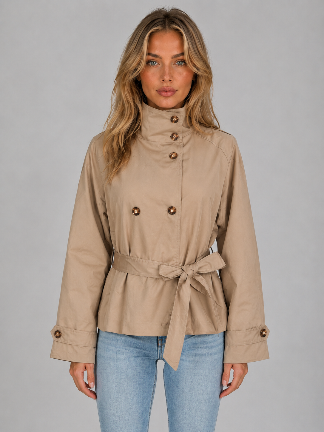 Women's Cropped Trench Jacket - Beige - product image 1