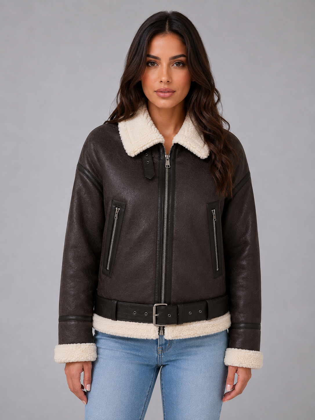 Women's Faux Suede Aviator Jacket - product image 5