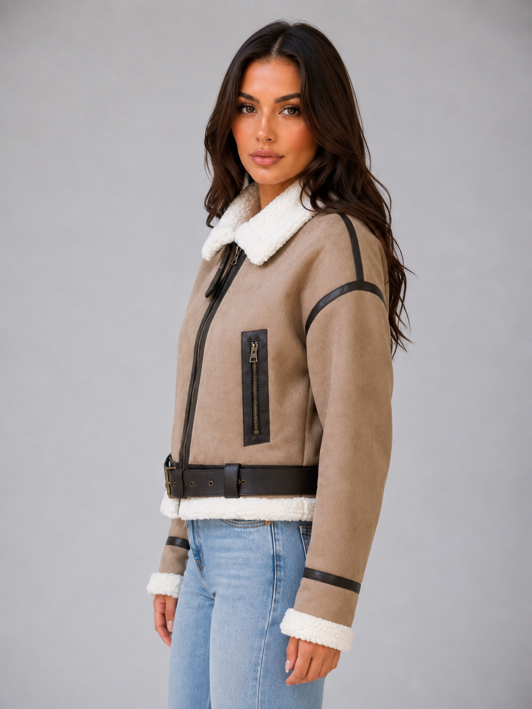 Women's Faux Suede Aviator Jacket - product image 4