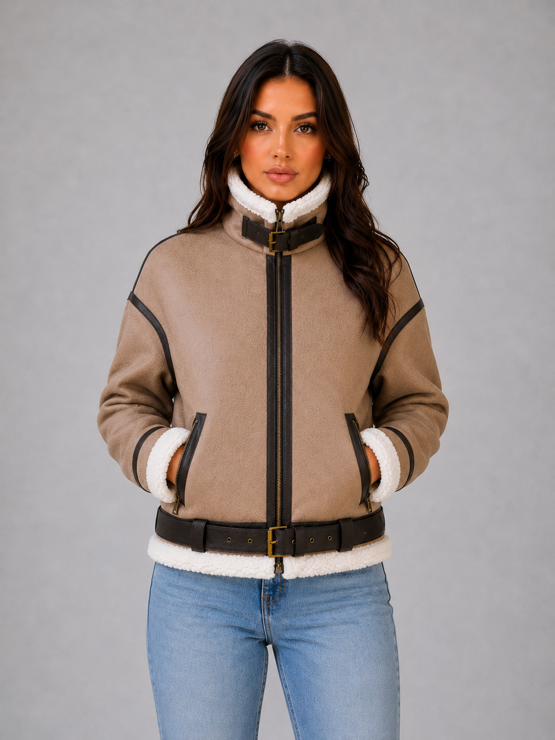 Women's Faux Suede Aviator Jacket - product image 3