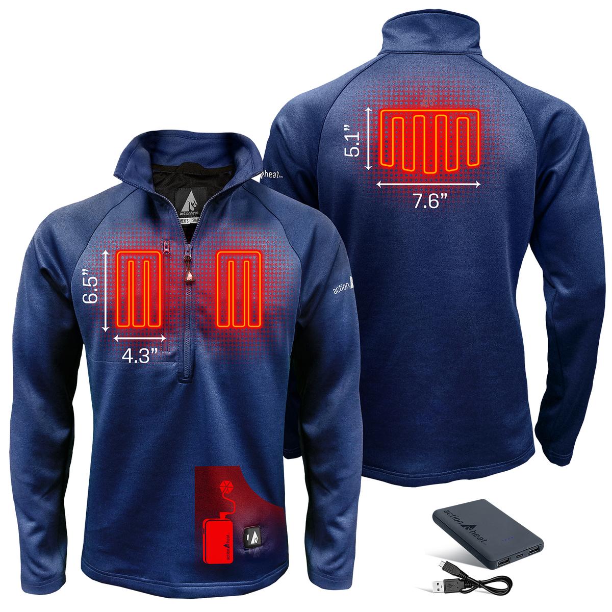 Heatrea 5V Men's 1/2 Zip Pullover Battery Heated Shirt