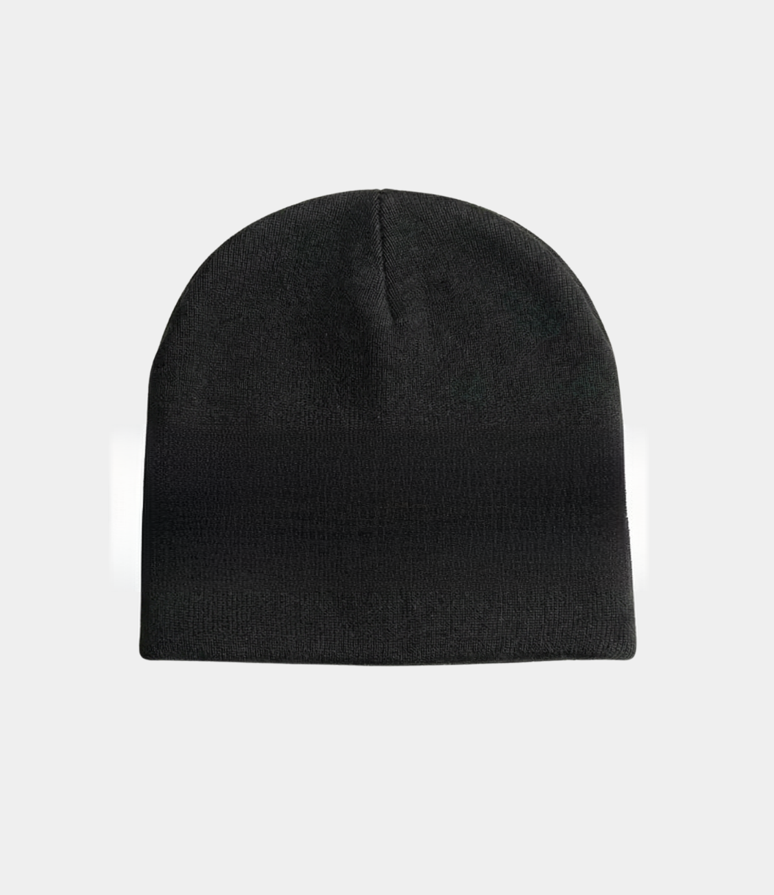 Black knitted cuffed beanie back view