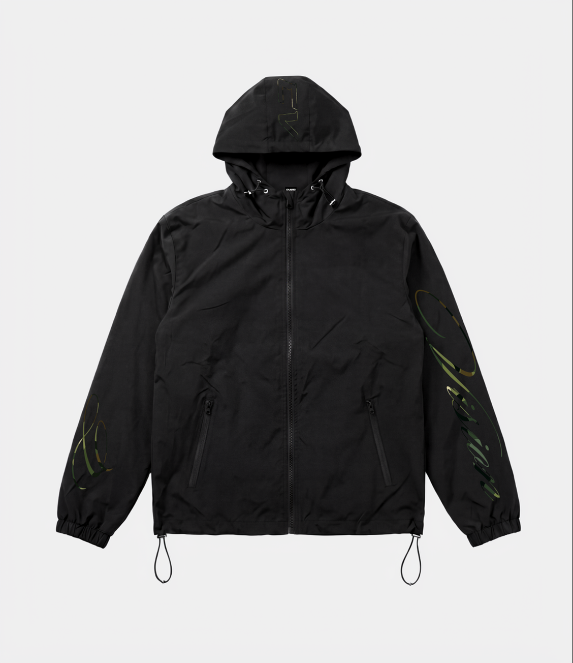 Black camo 3-in-1 waterproof windbreaker jacket front view