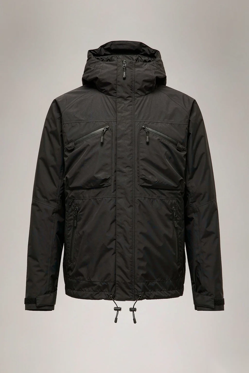 Men's h1 waterproof jacket front view - black