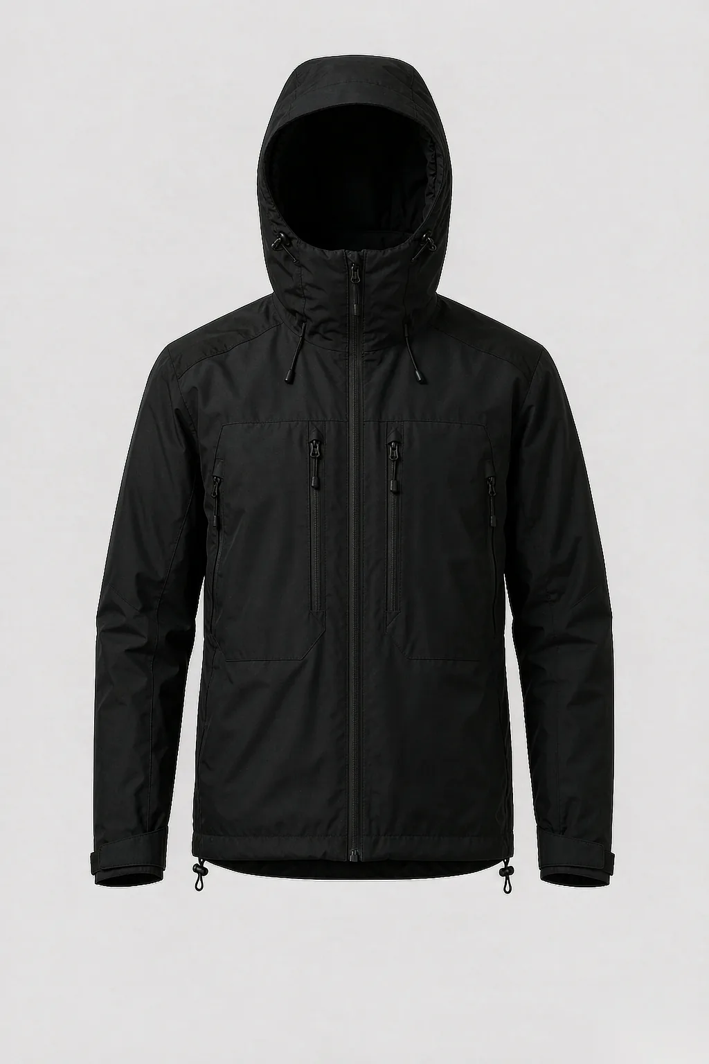 Men's h2 waterproof jacket front view - black