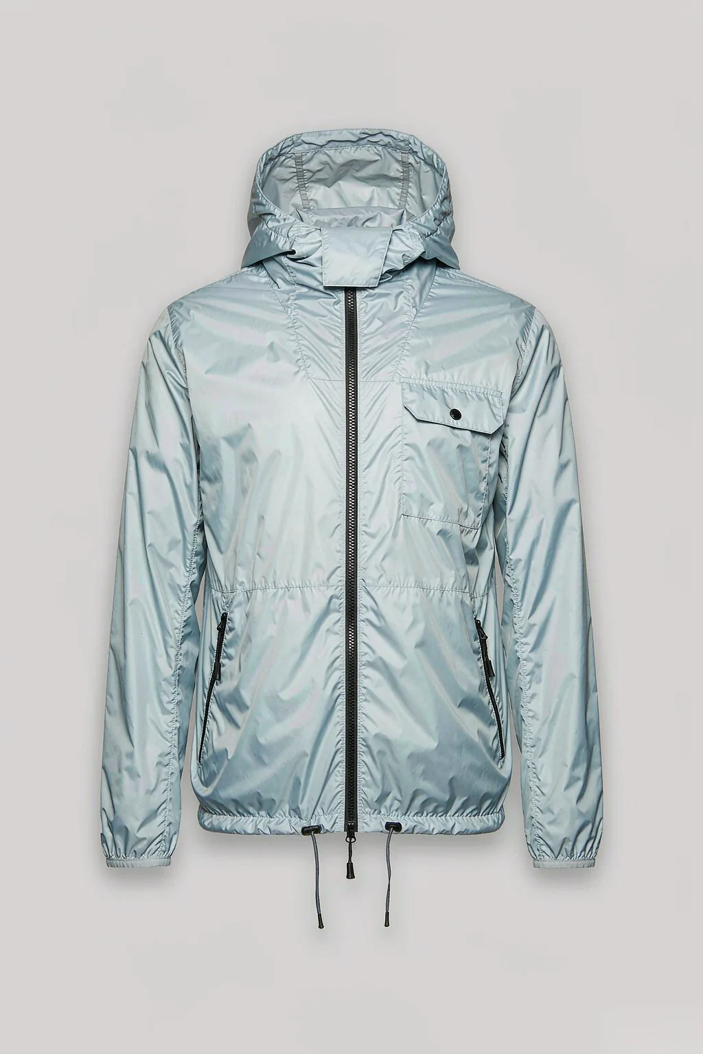 Men's h3 waterproof jacket front view - misty blue