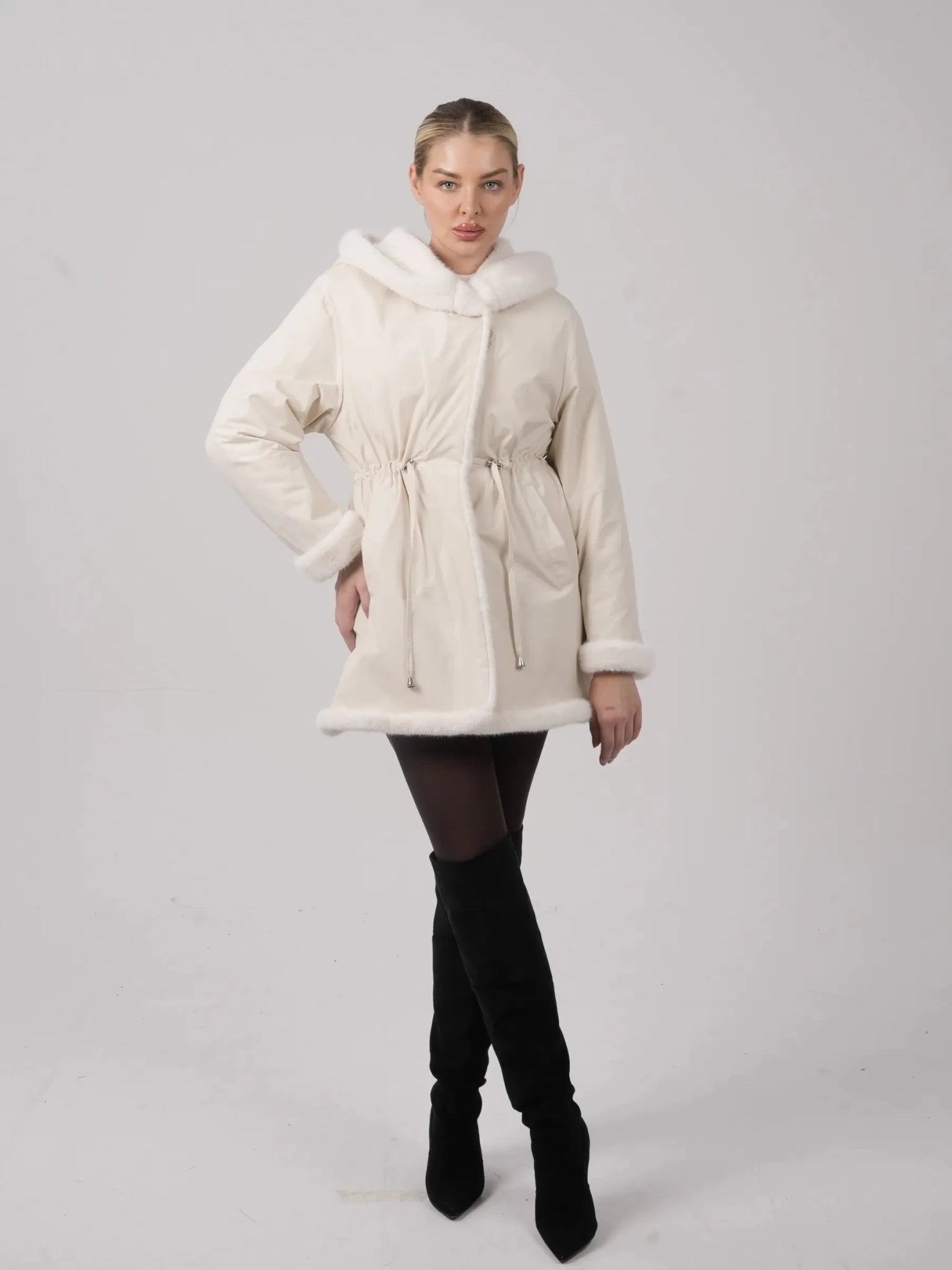 Faux Fur Lined Mid Length Rain Coat - product image 3