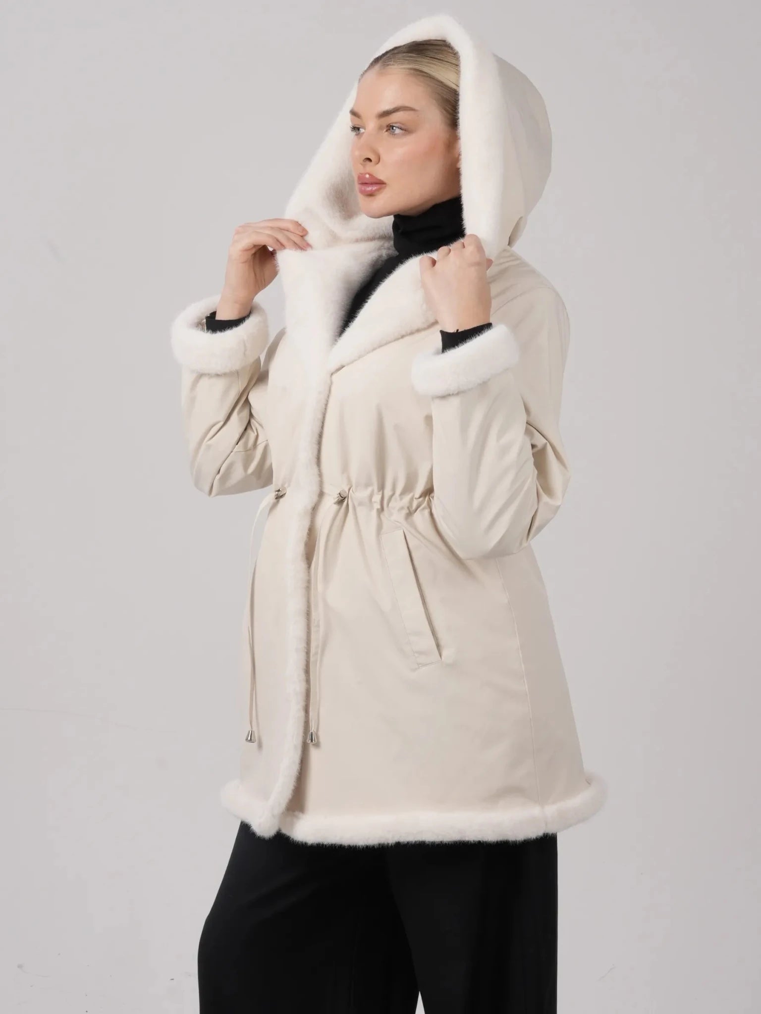 Faux Fur Lined Mid Length Rain Coat - product image 5