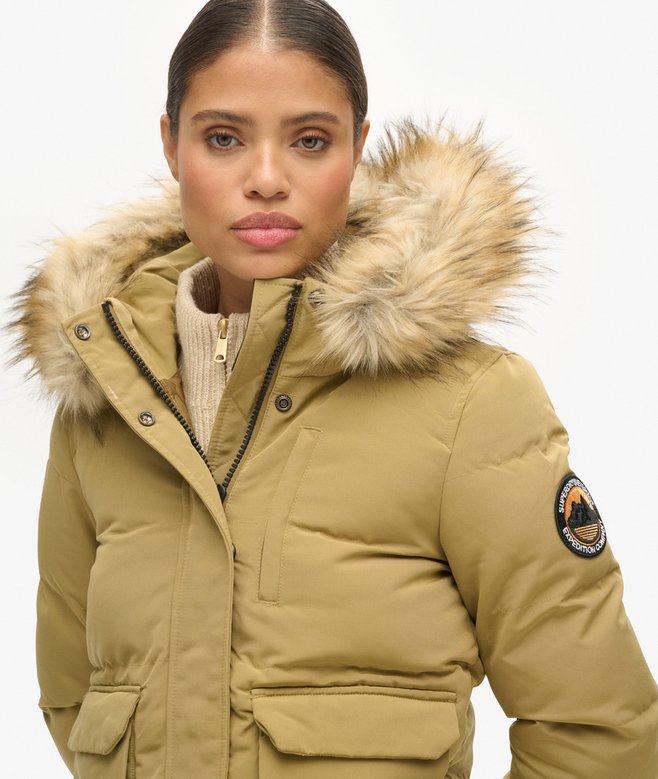 Everest Hooded Puffer Bomber Jacket - Camel view 3