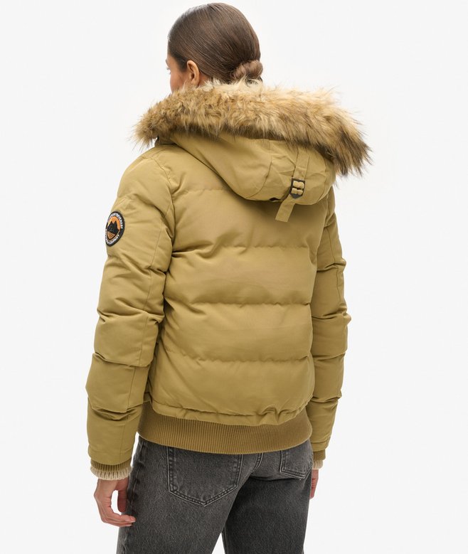Everest Hooded Puffer Bomber Jacket - Camel view 4