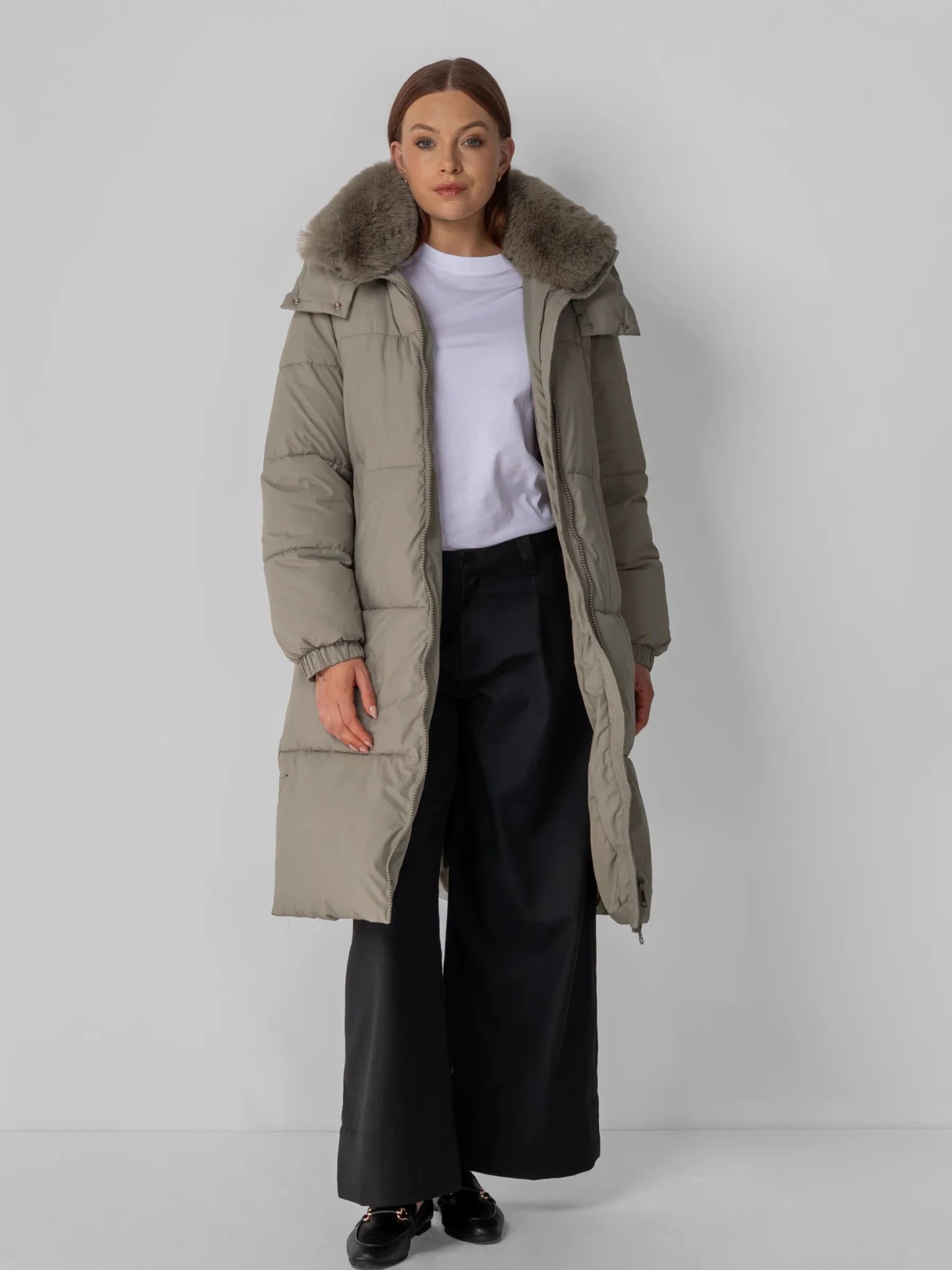 Faux Fur Collar Long Puffer Jacket - product image 13