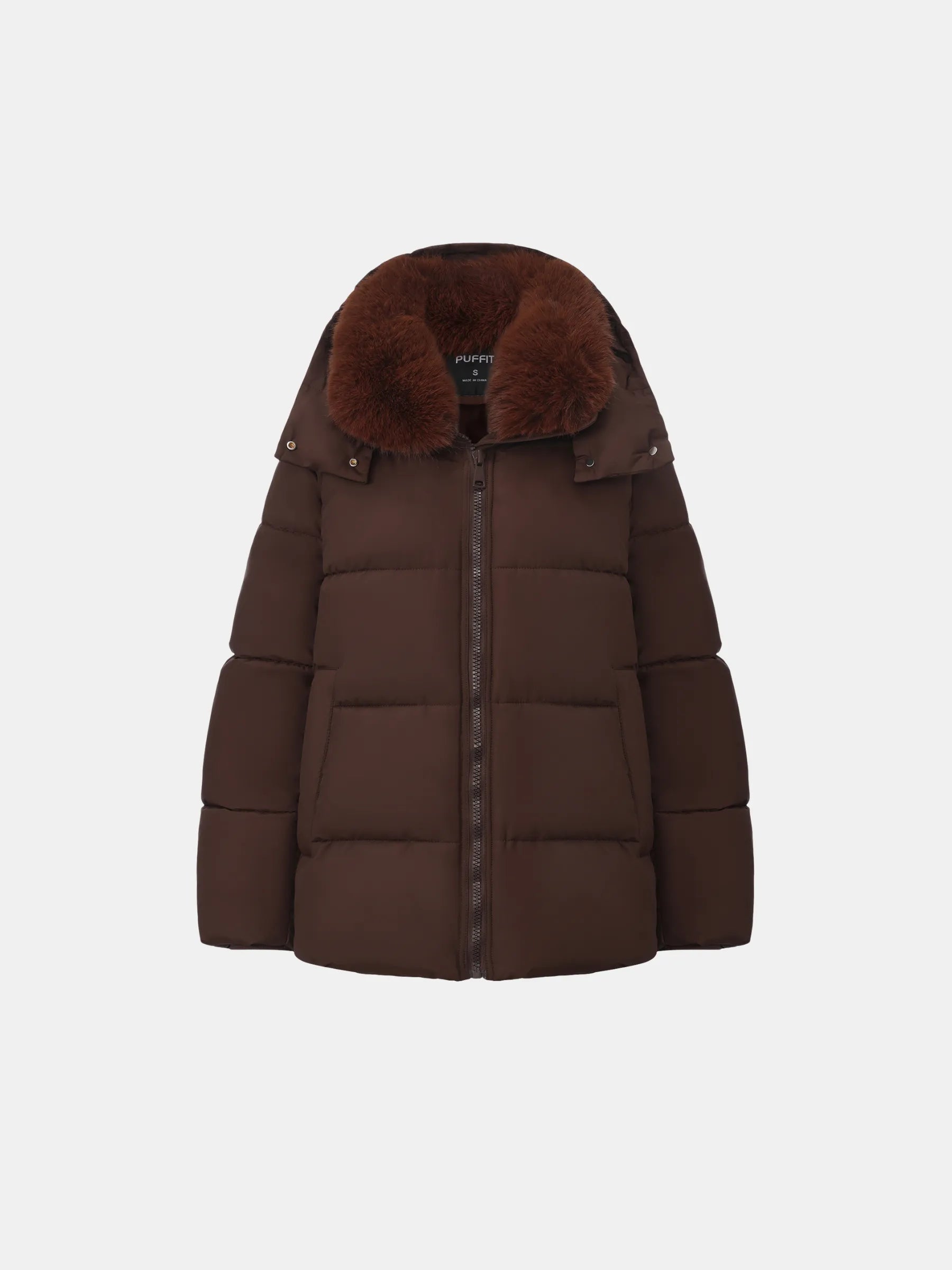 Detachable Faux Fur Collar Hooded Puffer - product image 1