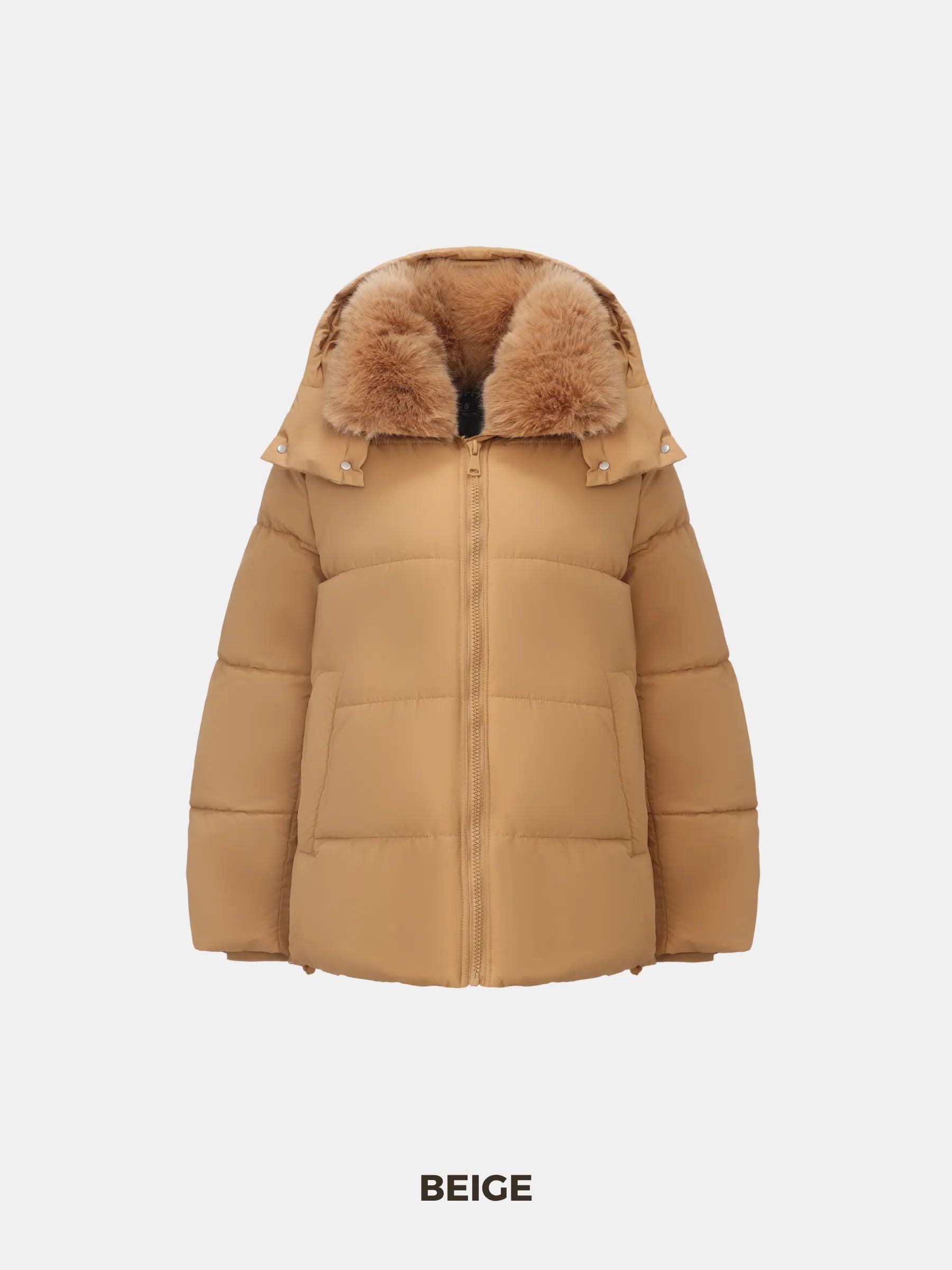 Detachable Faux Fur Collar Hooded Puffer - product image 18