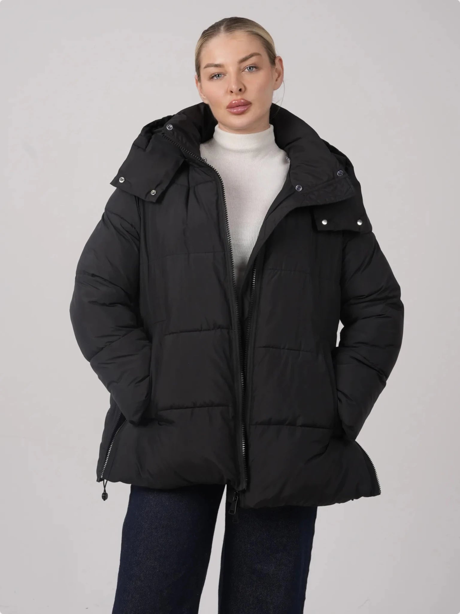Detachable Faux Fur Collar Hooded Puffer - product image 17