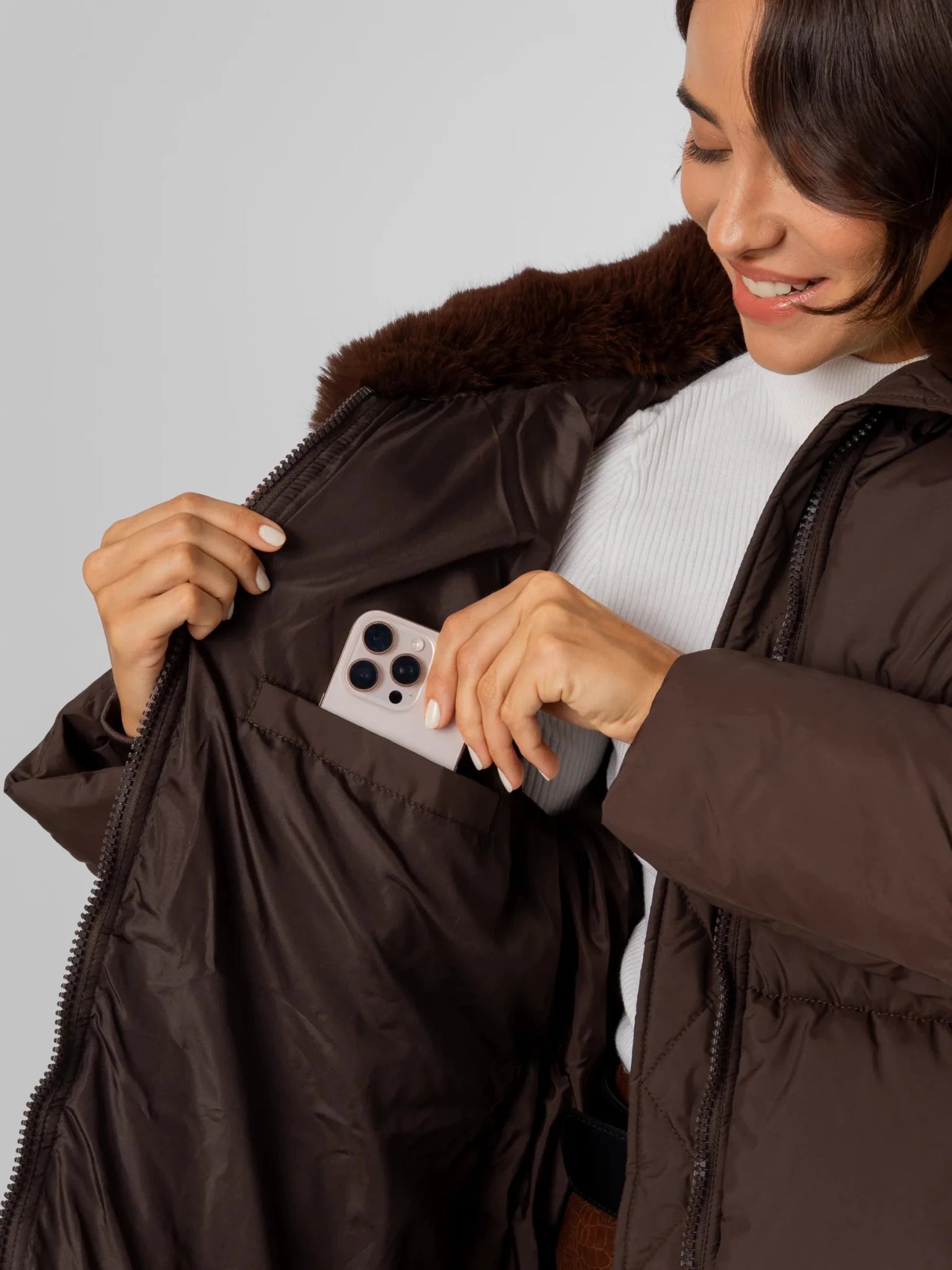 Detachable Faux Fur Collar Hooded Puffer - product image 9