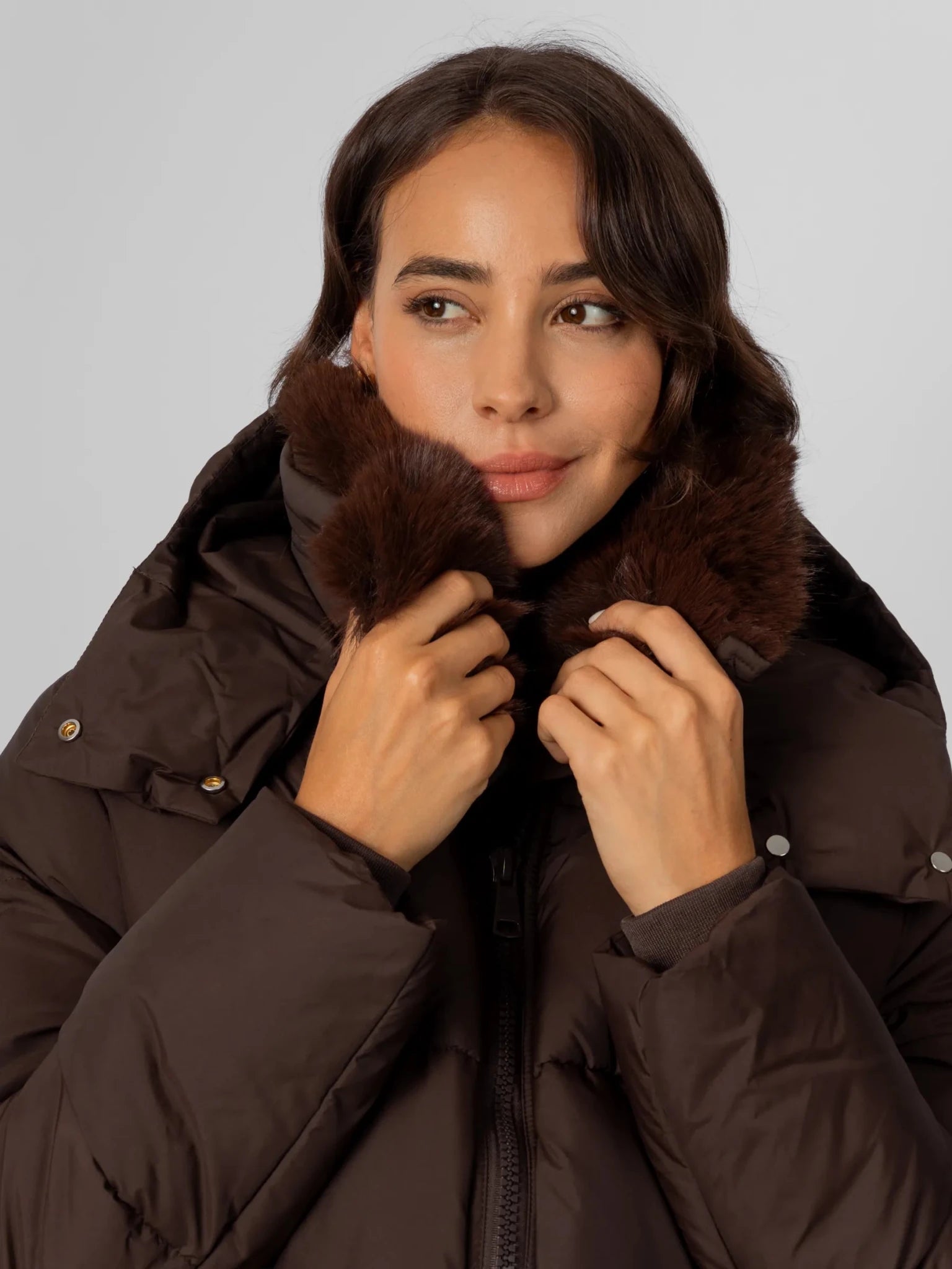 Detachable Faux Fur Collar Hooded Puffer - product image 5