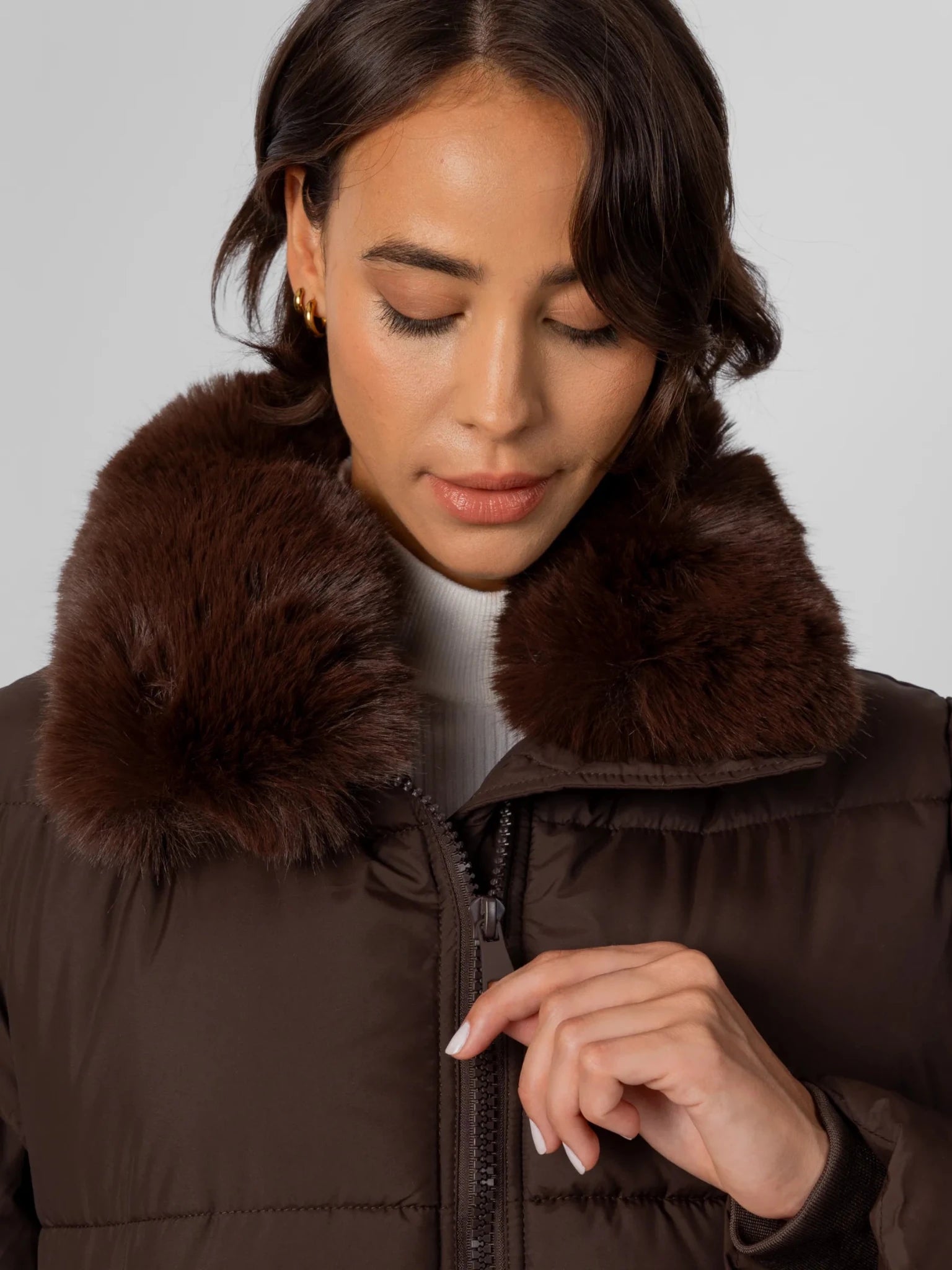 Detachable Faux Fur Collar Hooded Puffer - product image 8