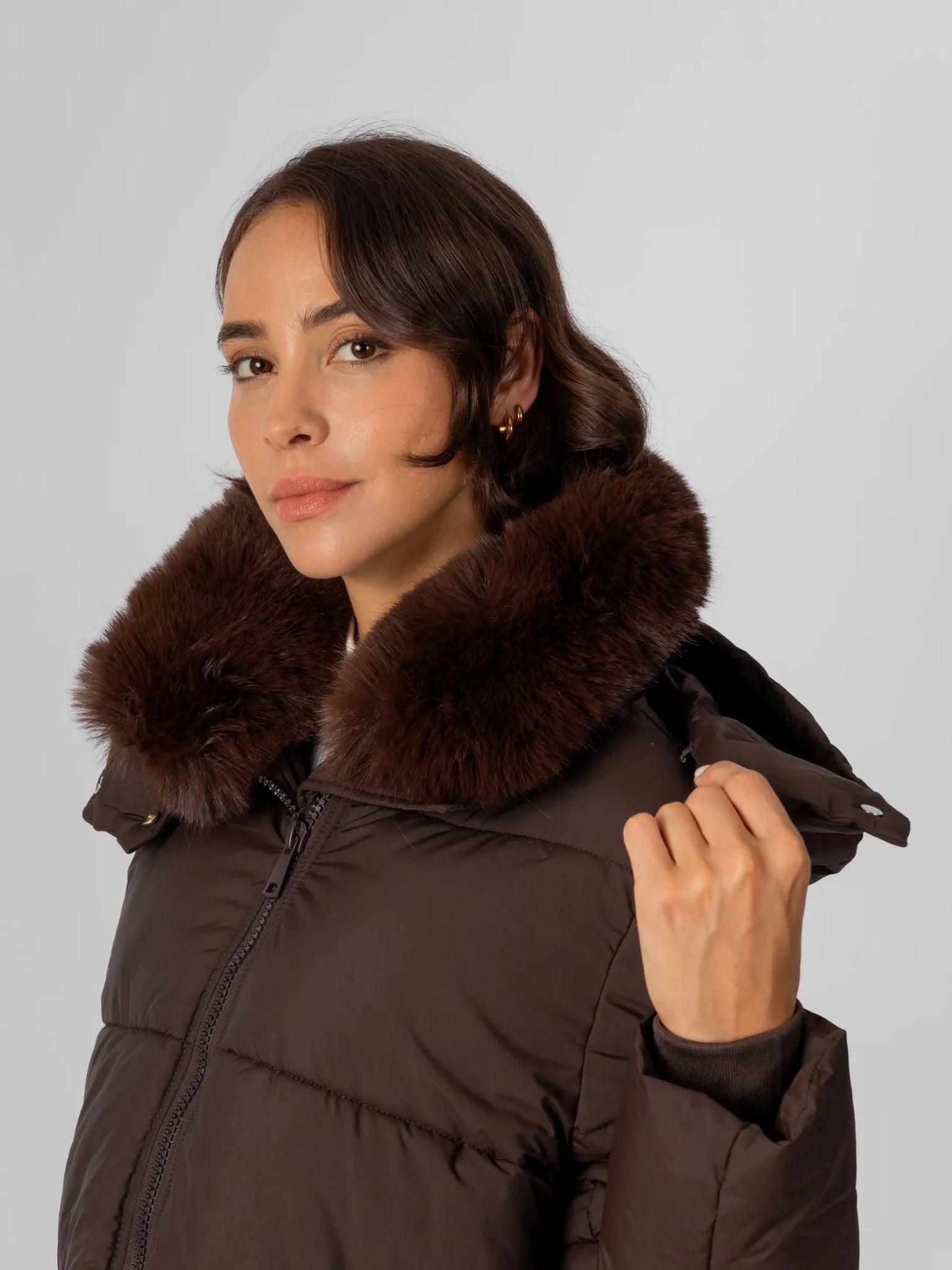 Detachable Faux Fur Collar Hooded Puffer - product image 6