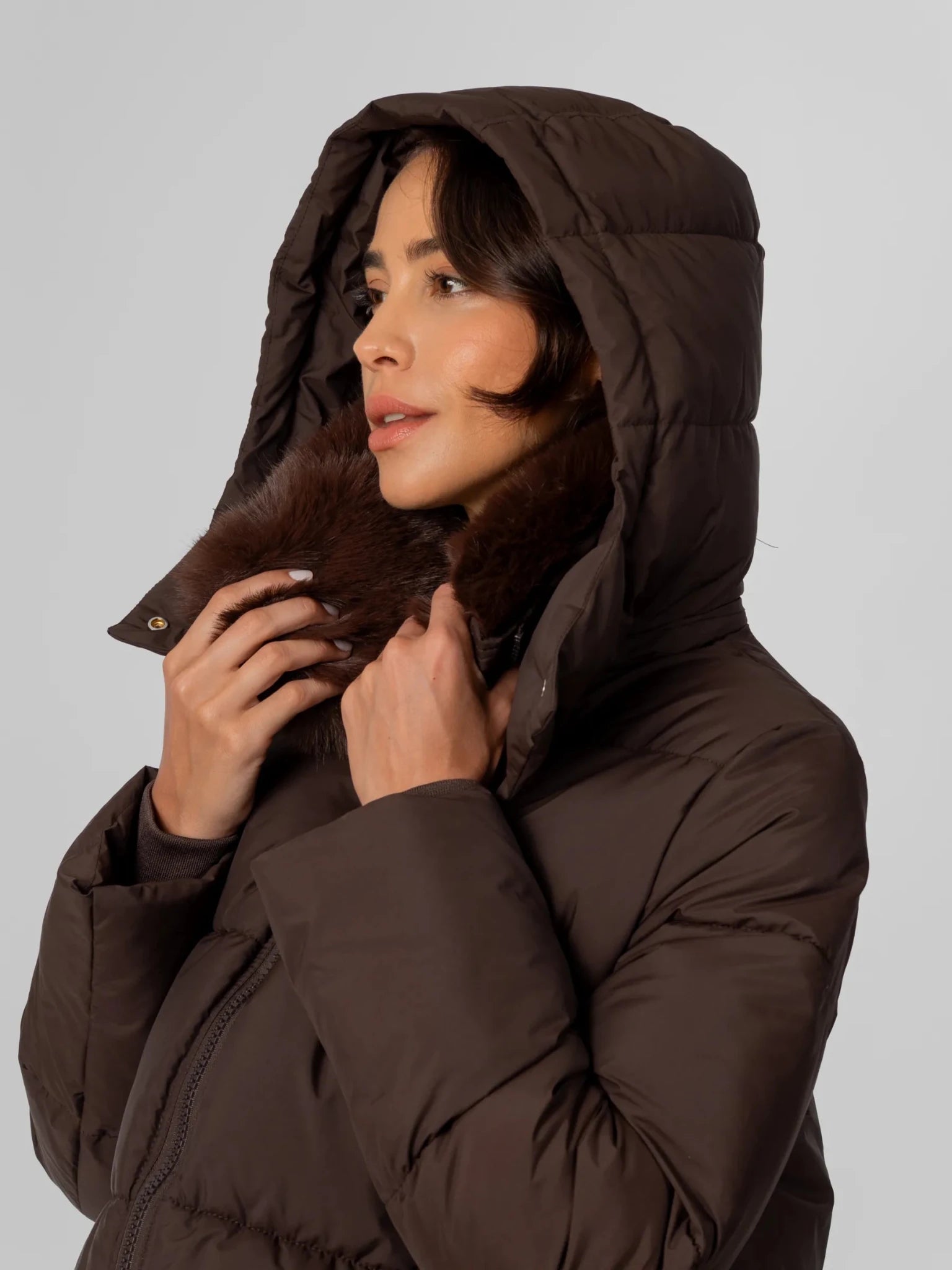 Detachable Faux Fur Collar Hooded Puffer - product image 7
