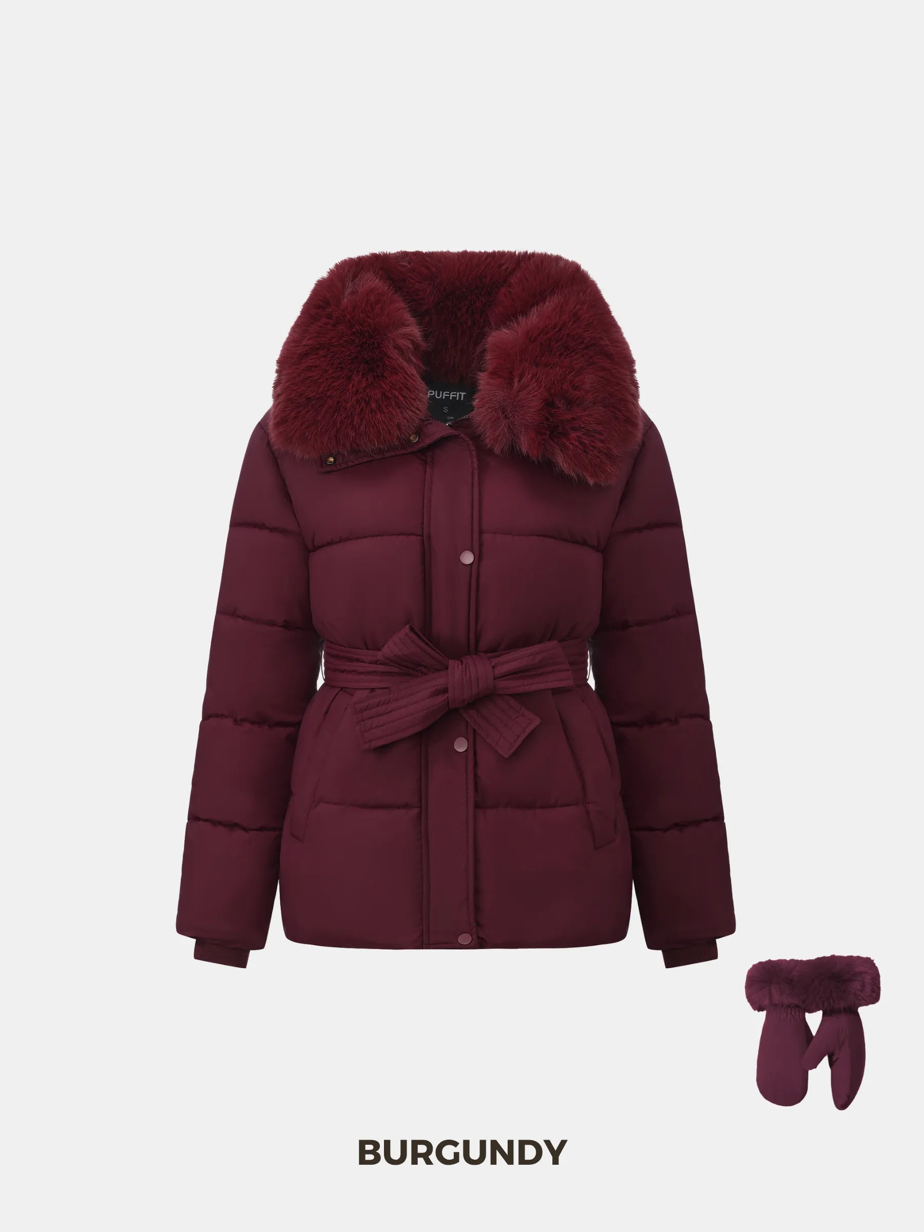 Elevated Detachable Faux Fur Collar Puffer With Belt - product image 8